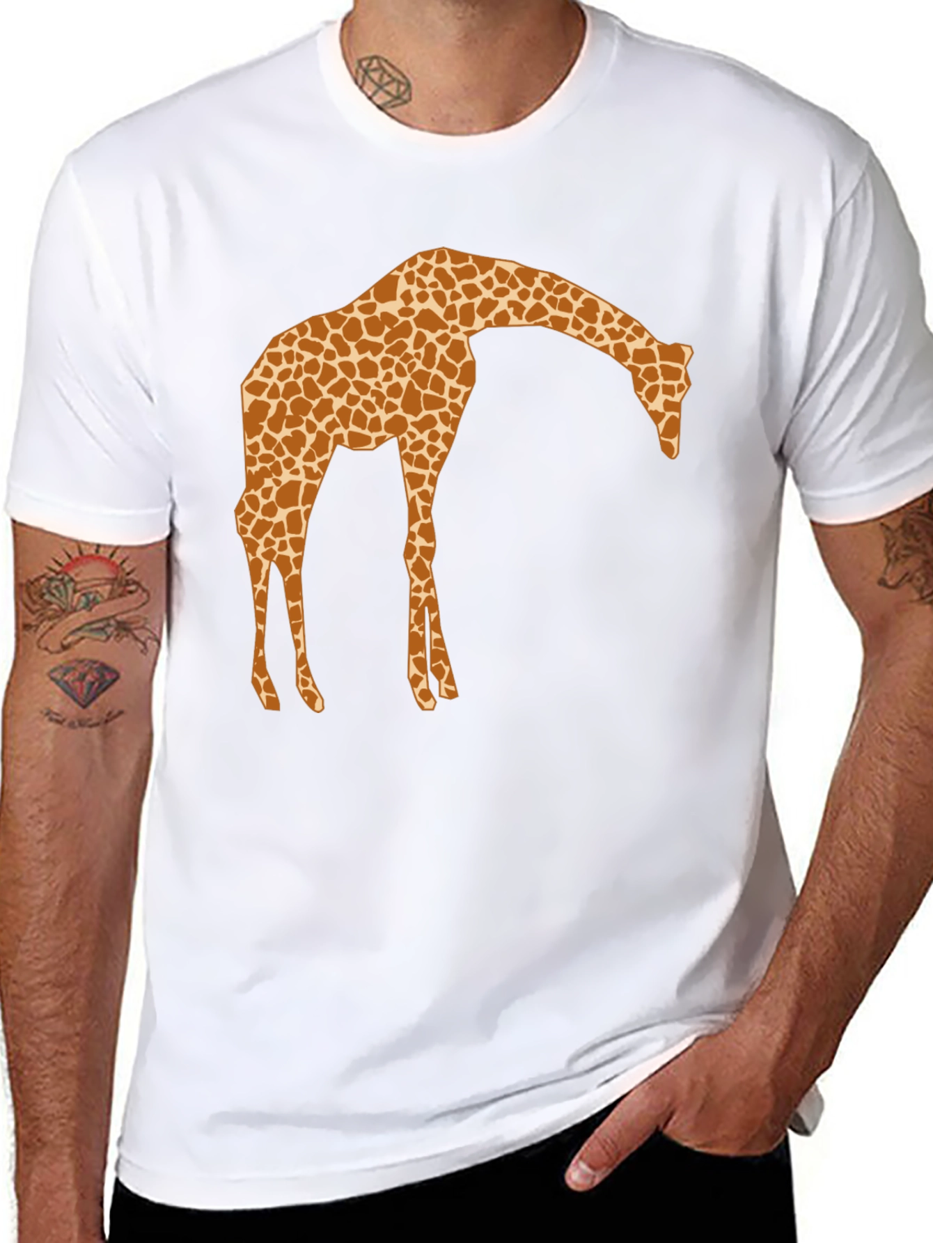 Black Giraffe Print Crew Neck T-Shirt view 8
