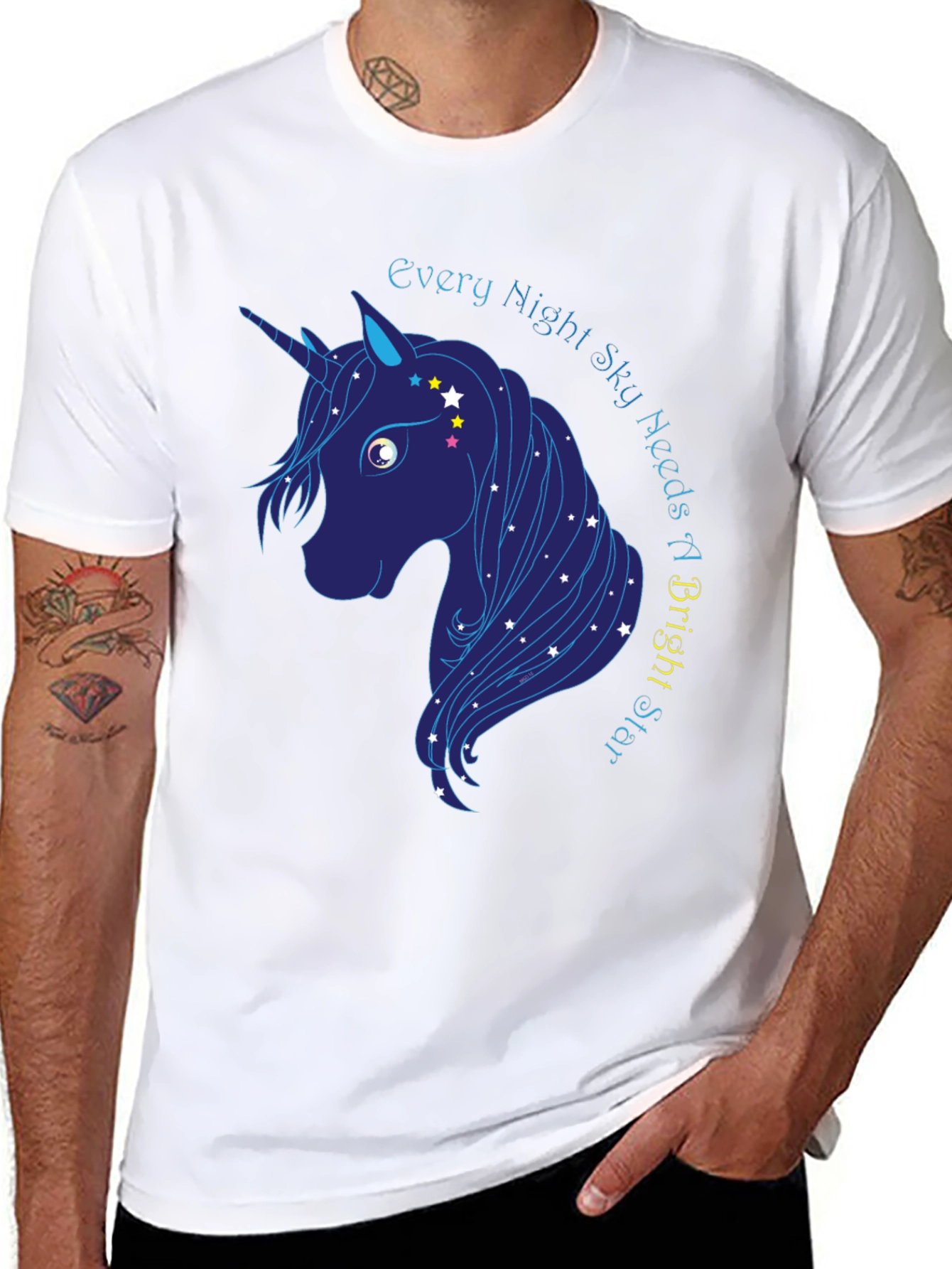 Black Every Night Sky Needs a Bright Star Unicorn T-Shirt view 8
