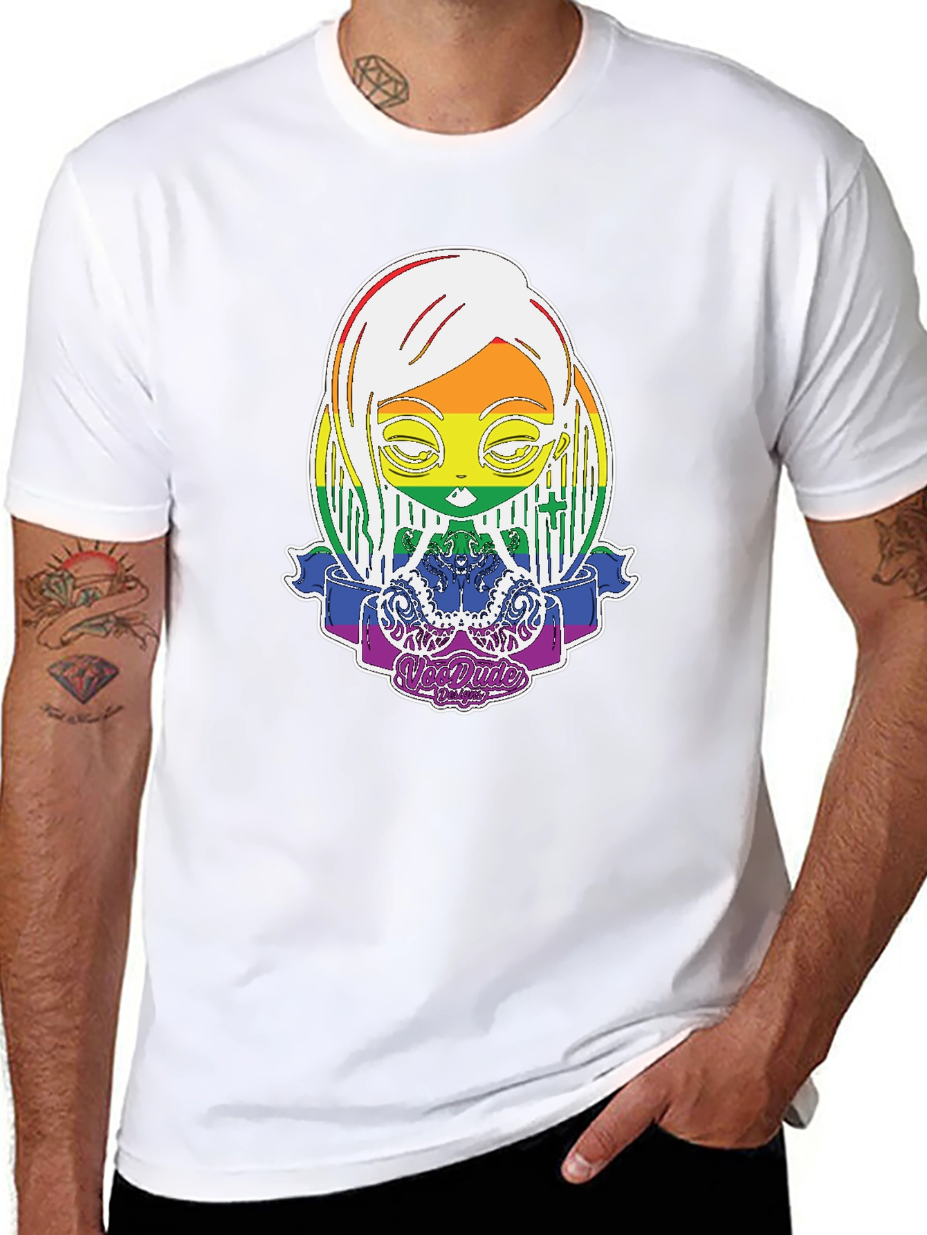 Black Rainbow Character Graphic Tee view 8
