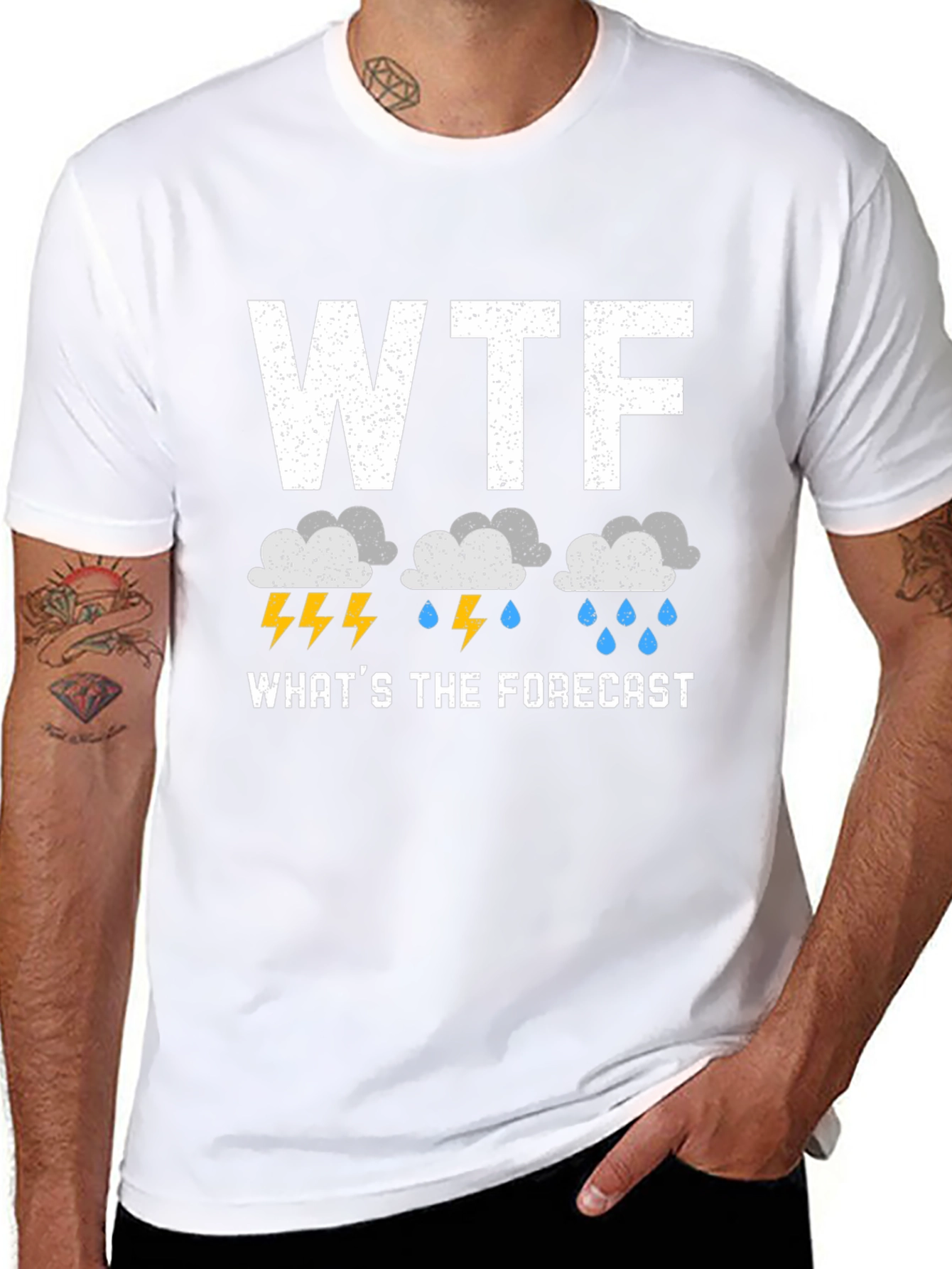 Black WTF What's the Forecast Funny Weather Graphic T-Shirt view 8