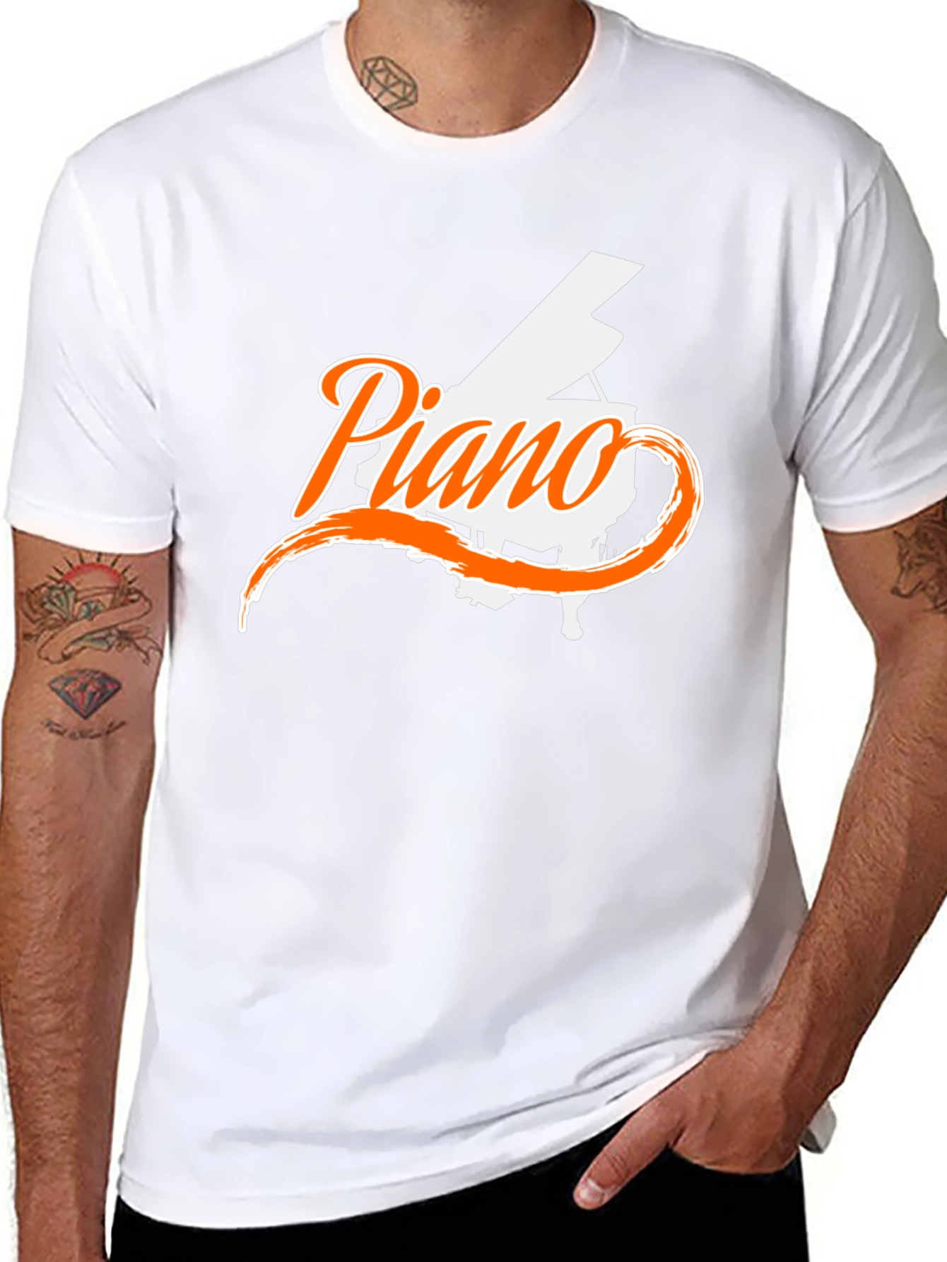 Black Piano Graphic Black T-Shirt view 8