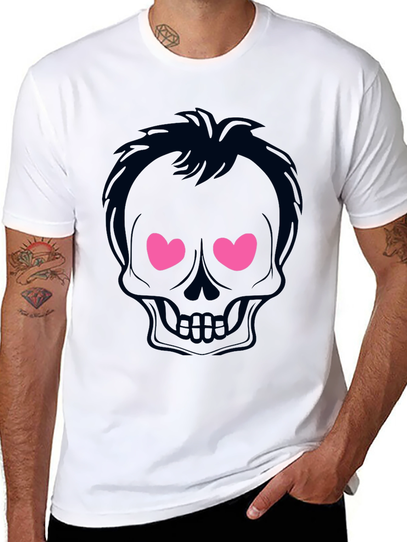 Black Skull Love Eyes Graphic T-Shirt - Mens view 8