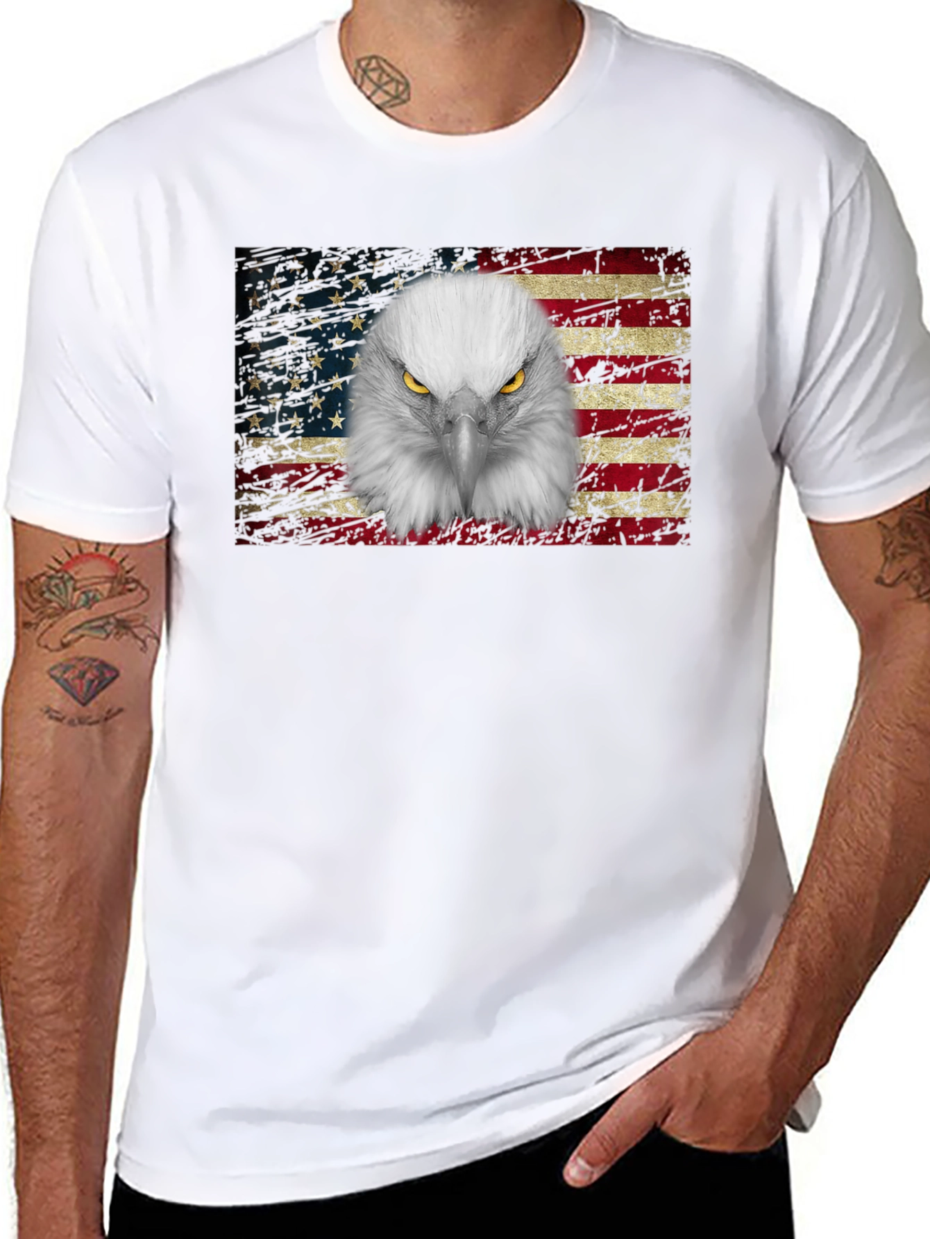 Black Eagle Flag Graphic T-Shirt view 8