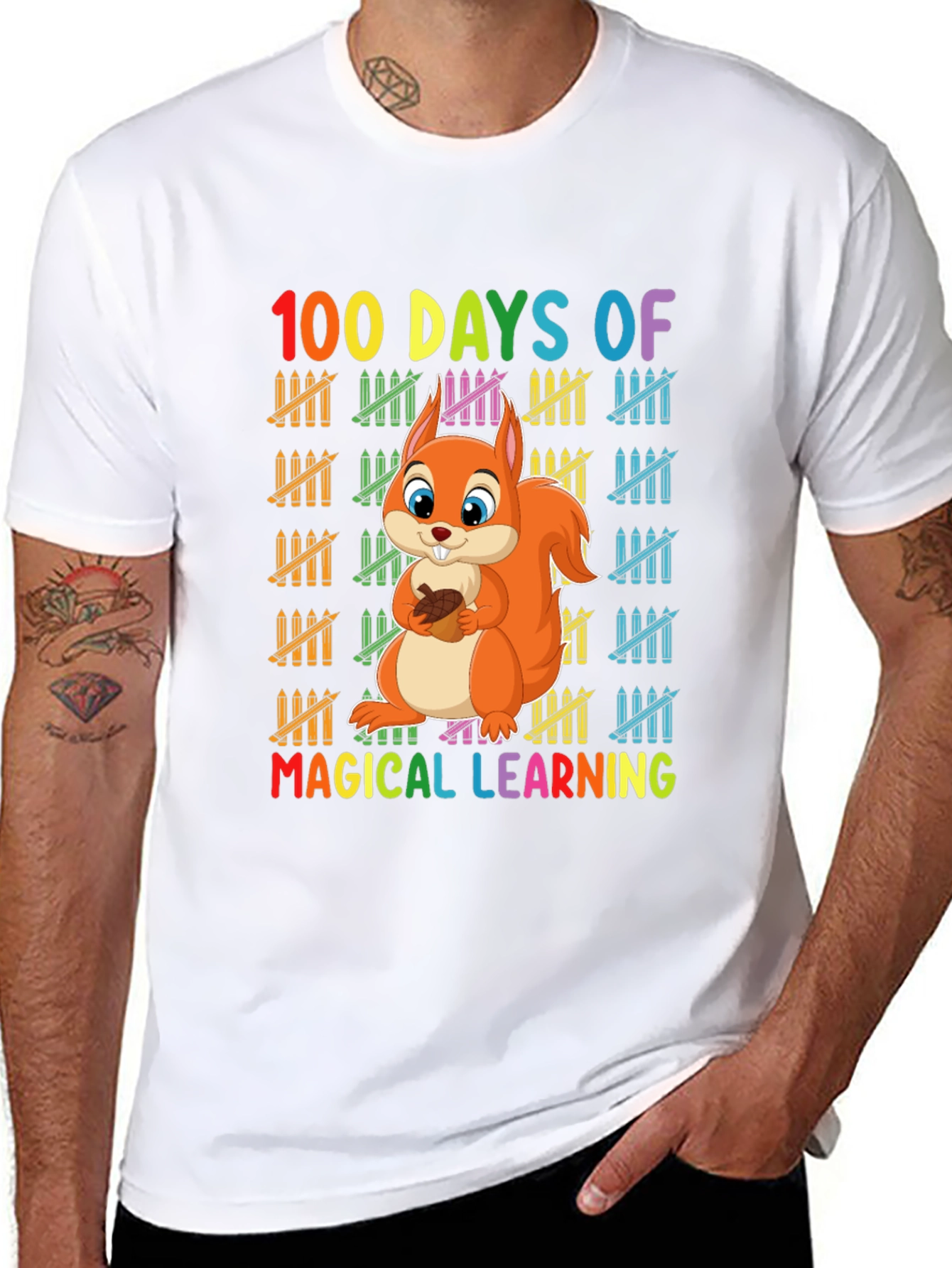 Black 100 Days of Magical Learning T-Shirt view 8