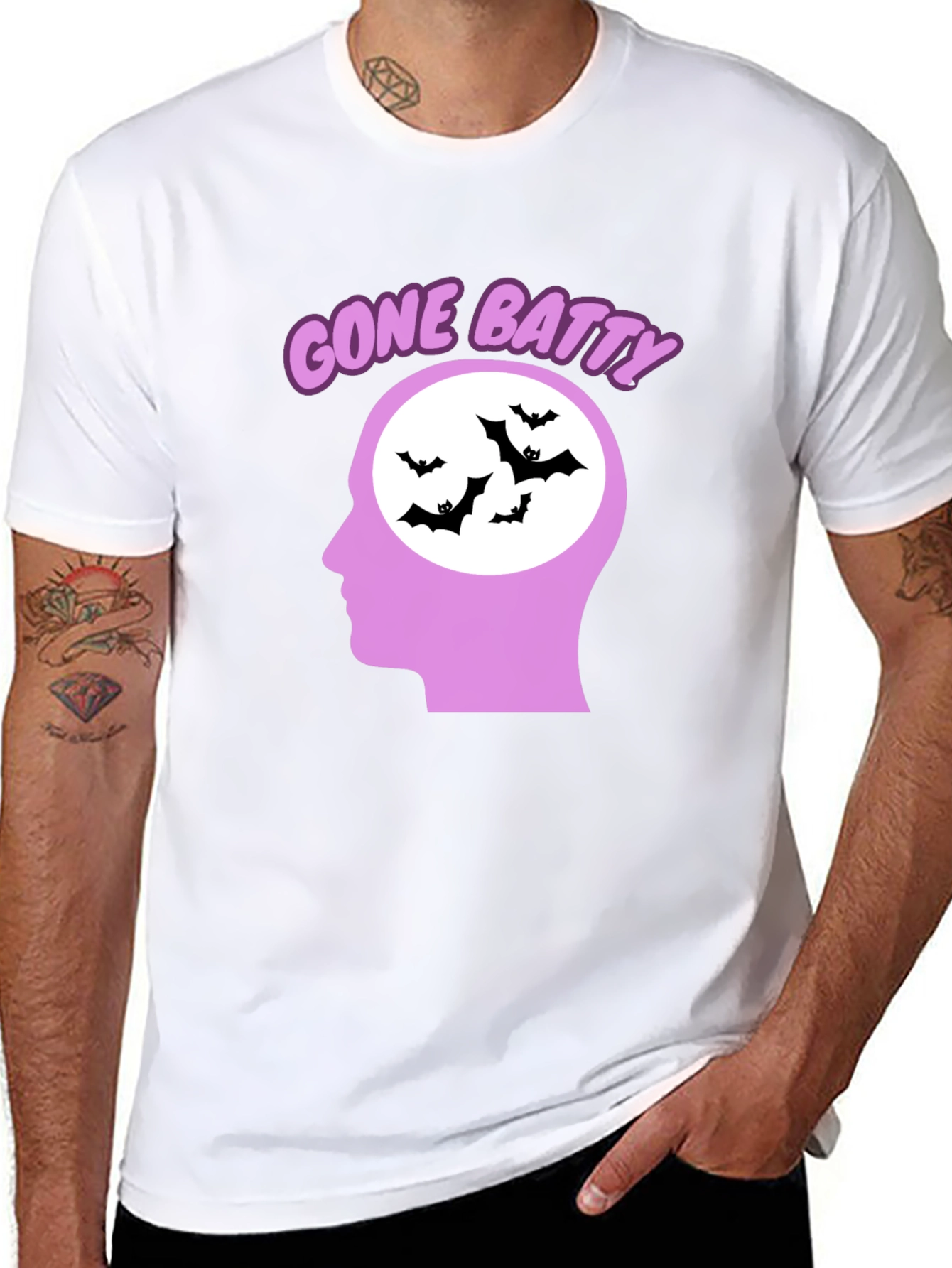 Black Gone Batty Graphic Tee - Quirky Halloween Shirt view 8
