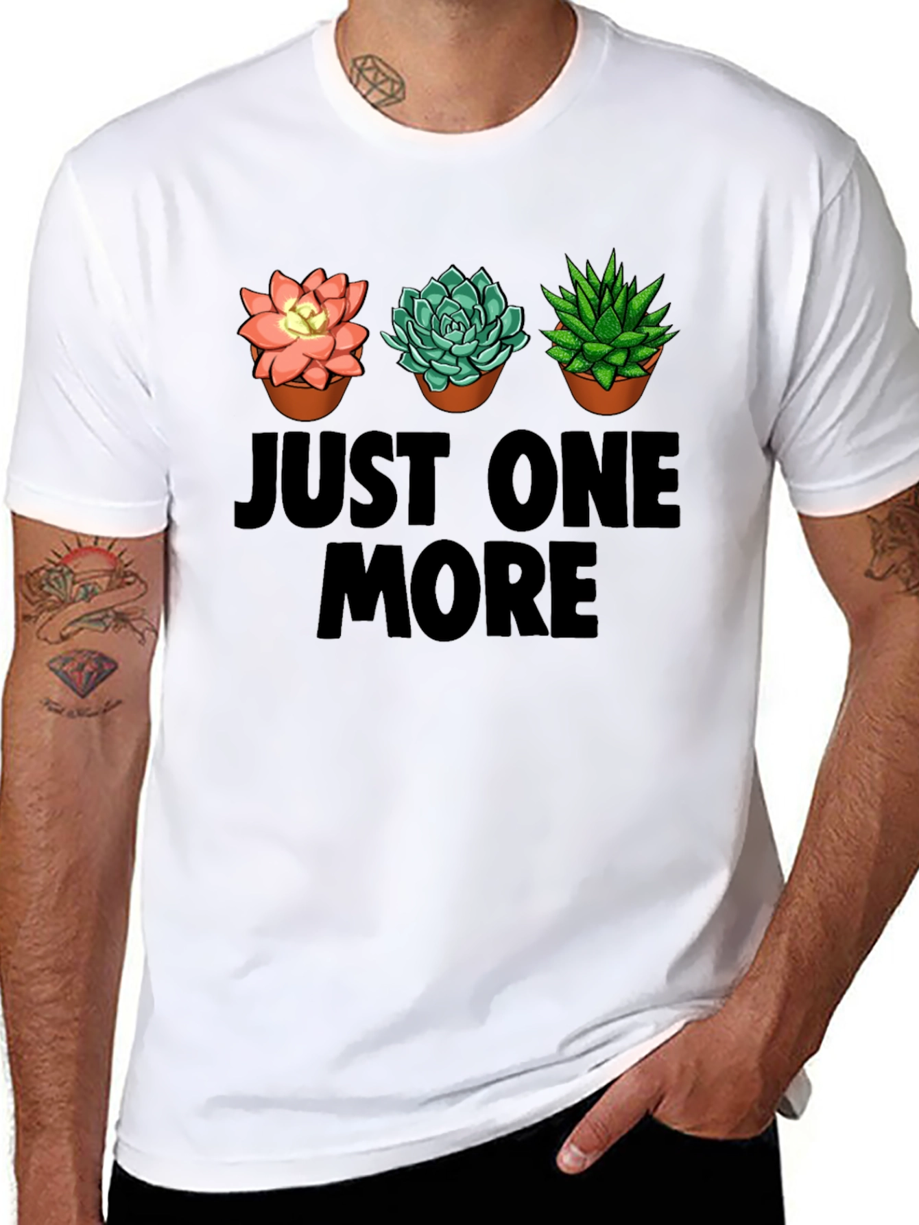 Black Just One More Succulent T-Shirt view 8