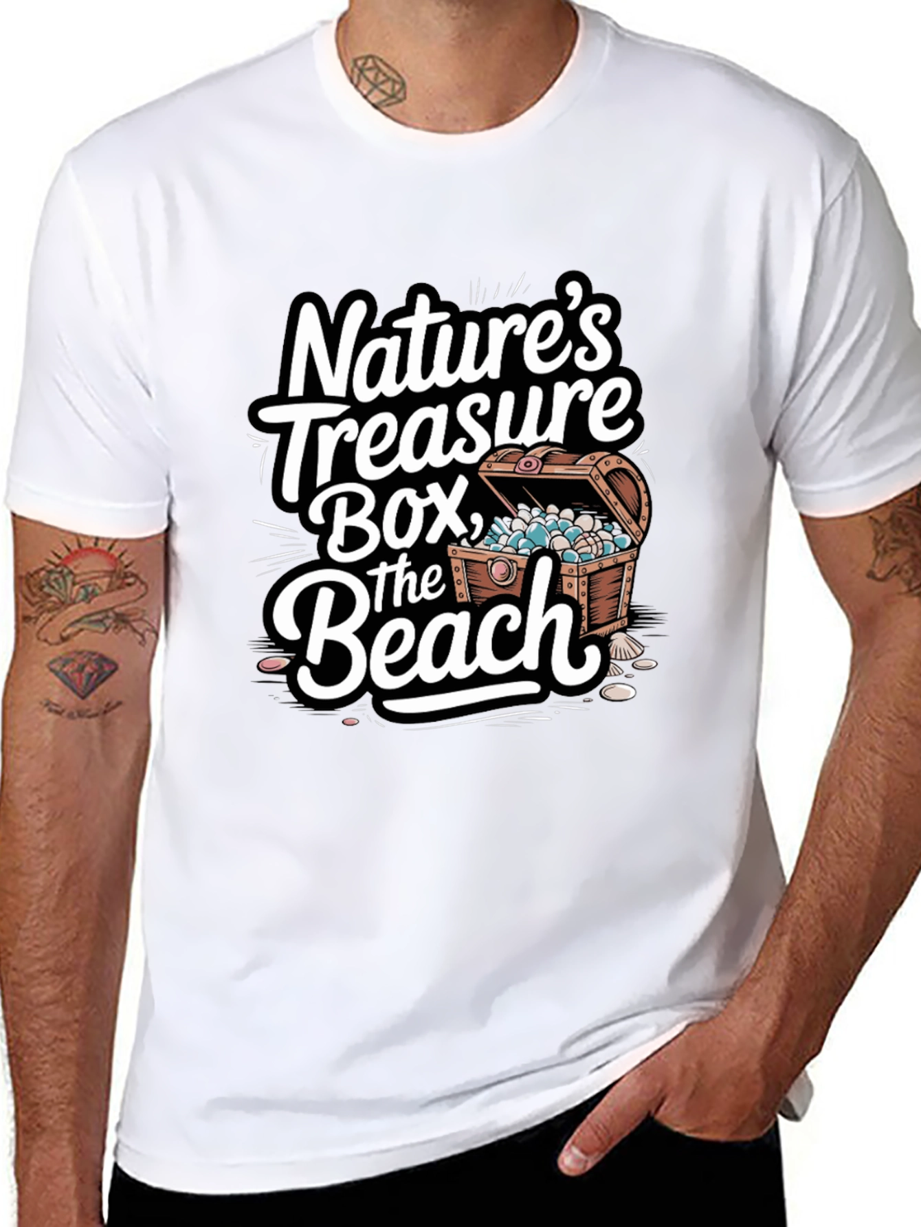 Black Nature's Treasure Beach T-Shirt - Black Graphic Tee view 8
