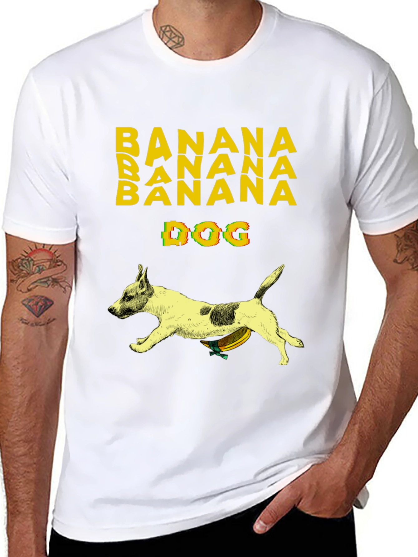 Black Banana Dog Graphic Tee - Humorous Novelty T-Shirt view 8
