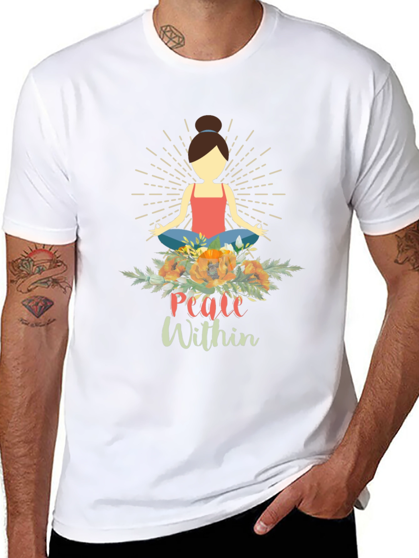 Black Peace Within Yoga Graphic T-Shirt view 8