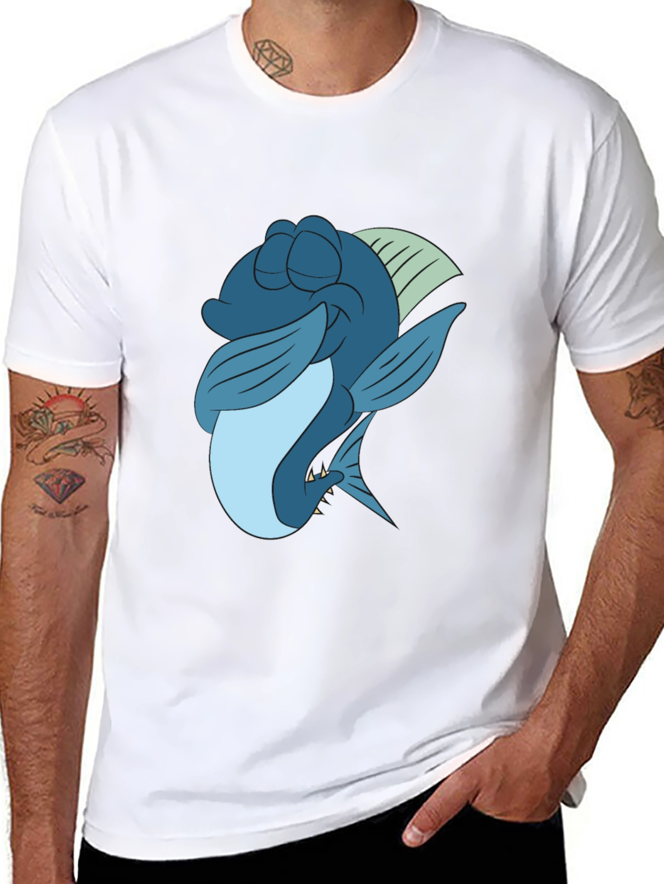 Cartoon Fish Graphic Tee - 8