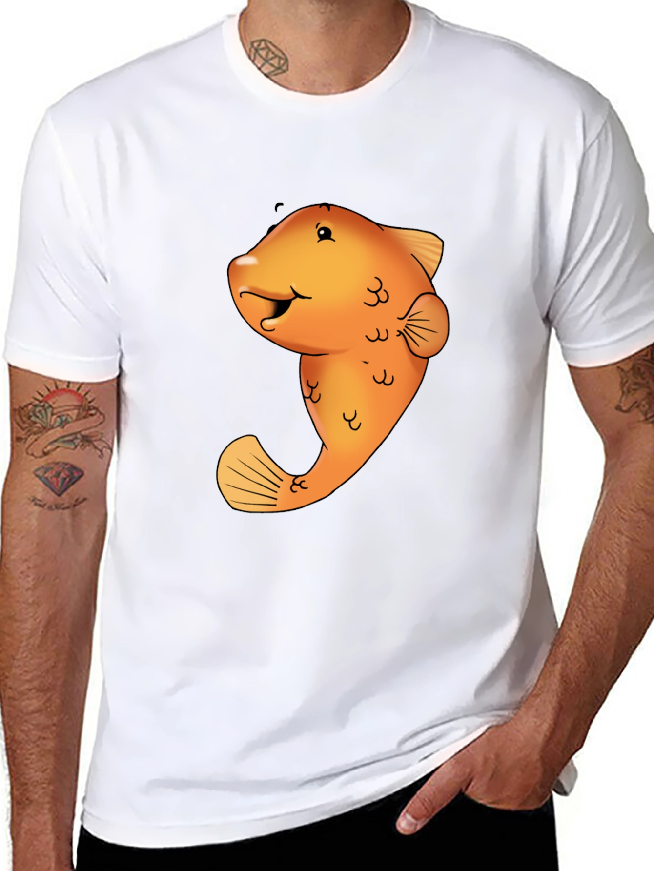 Black Funny Fish Graphic Tee view 8