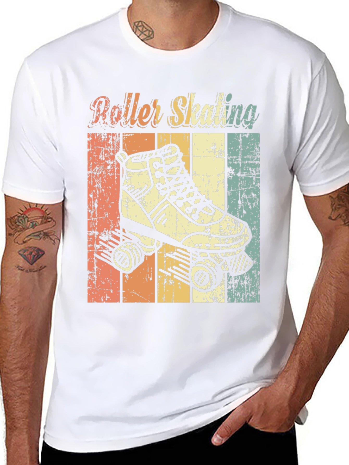 Black Retro Roller Skating T-Shirt view 8
