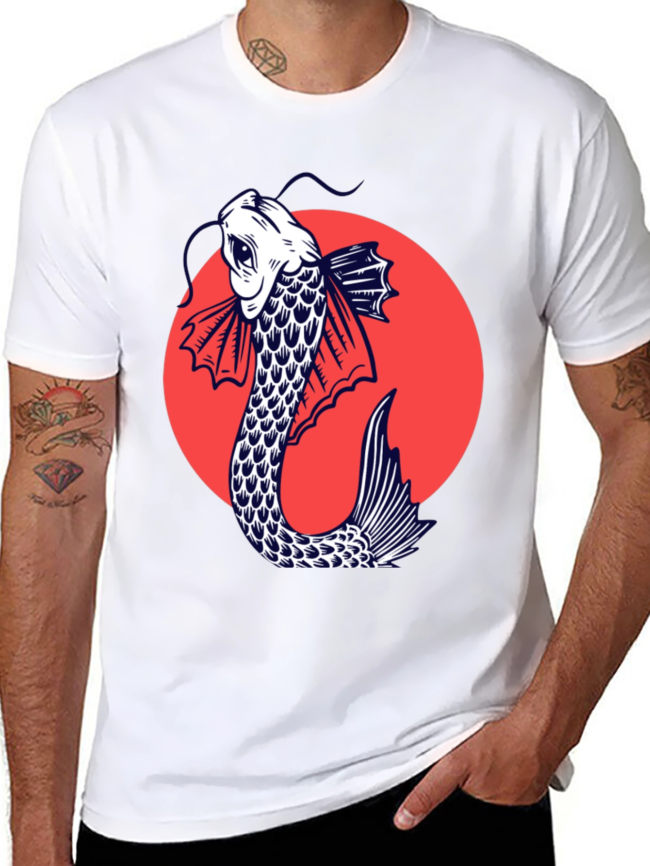 Black Koi Fish Graphic Tee - Stylish Japanese Art Shirt view 8
