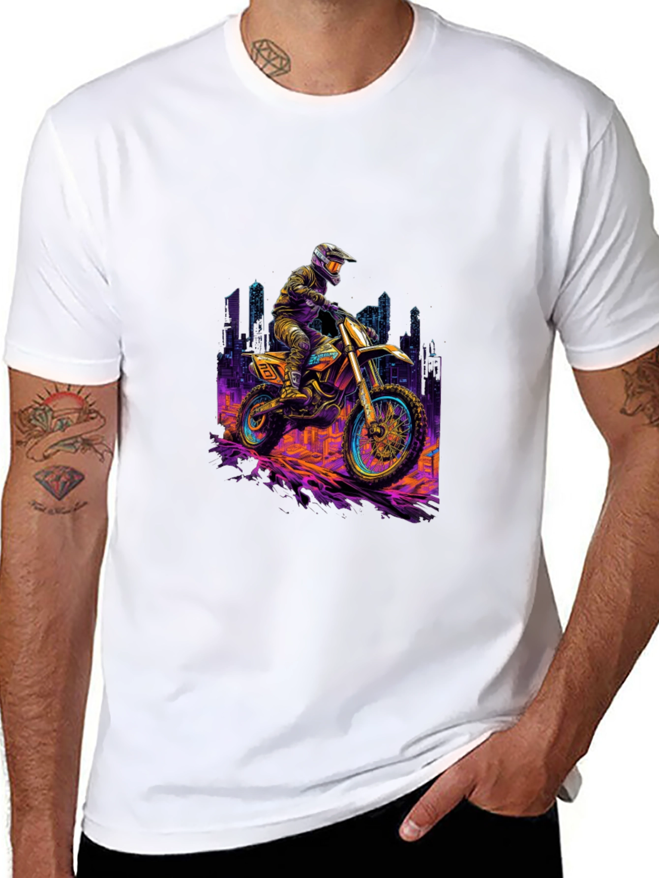 Black Motorcycle Ride T-Shirt - Black Cotton Blend view 8