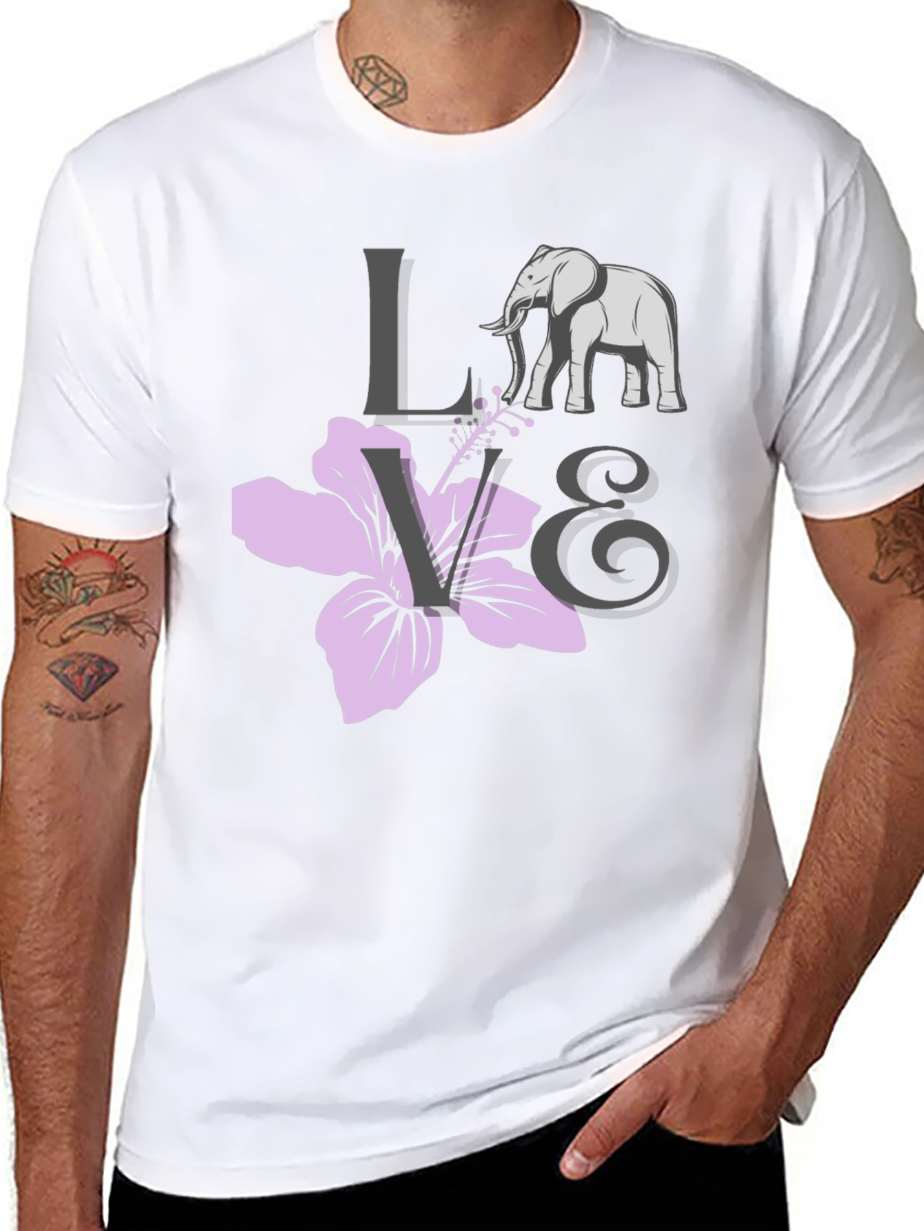 Black Love Elephants Black Graphic Tee view 8