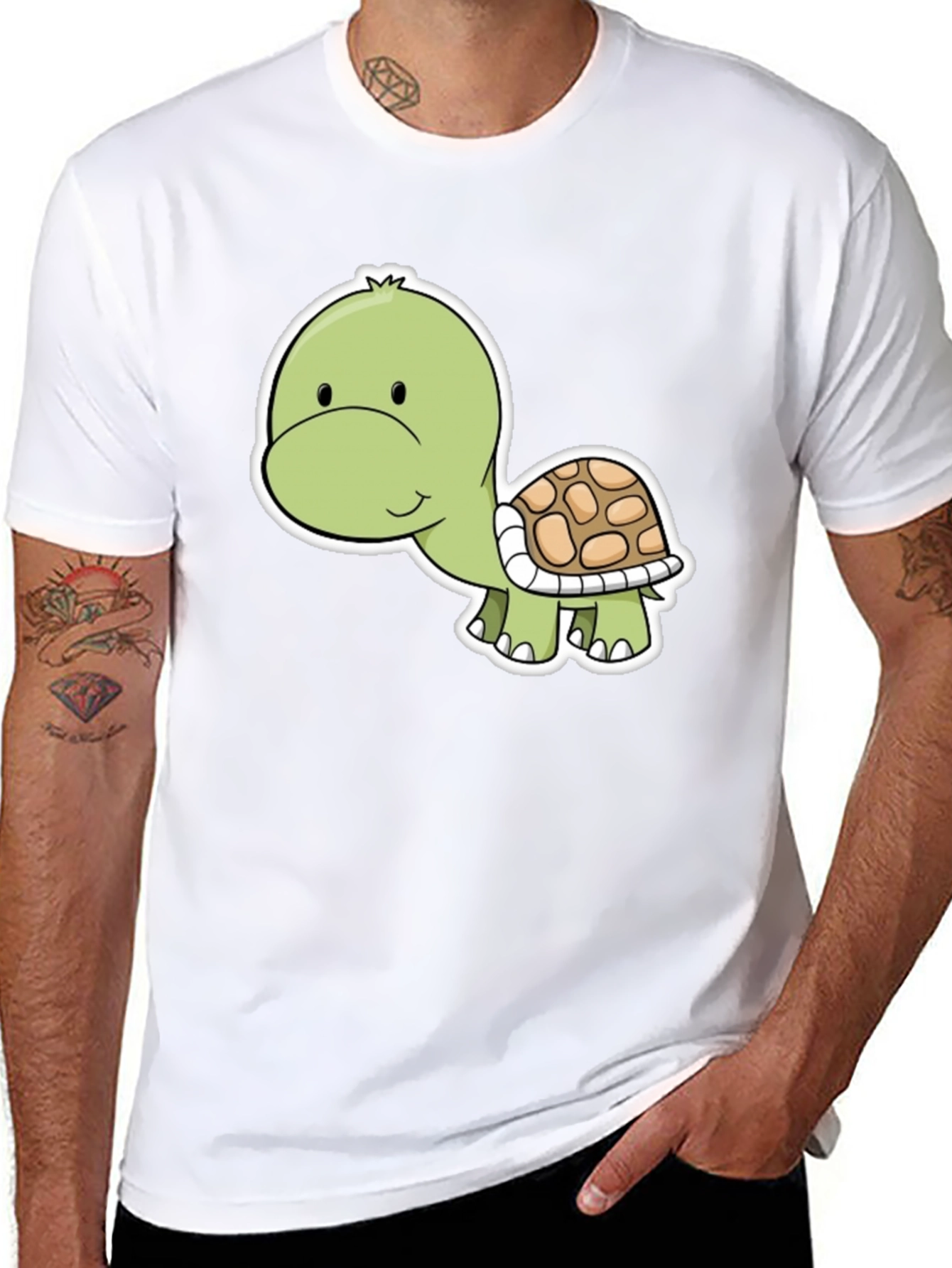 Black Cute Turtle Graphic Tee - Soft Cotton Blend view 8