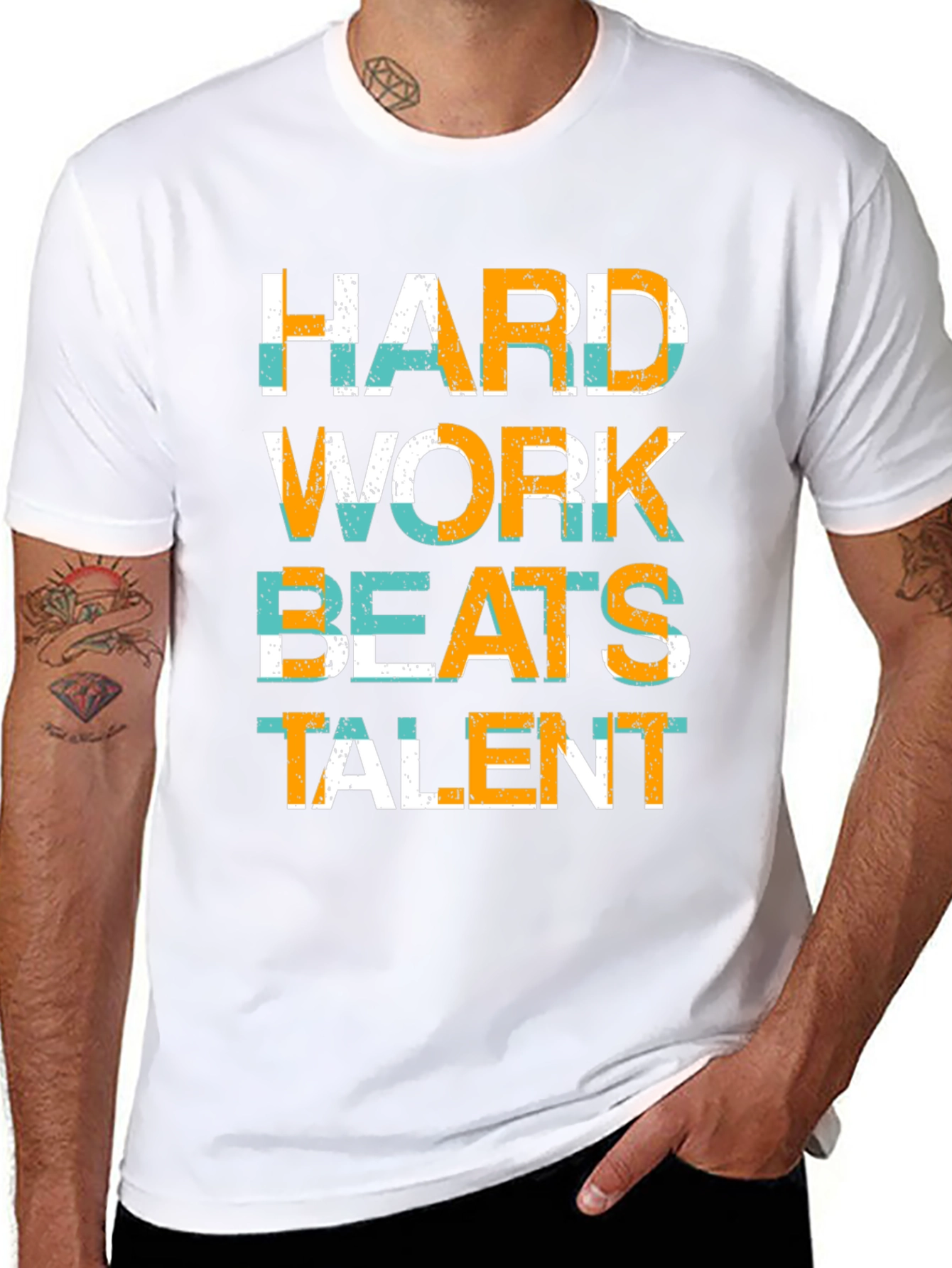 Black Hard Work Beats Talent Graphic Tee view 8