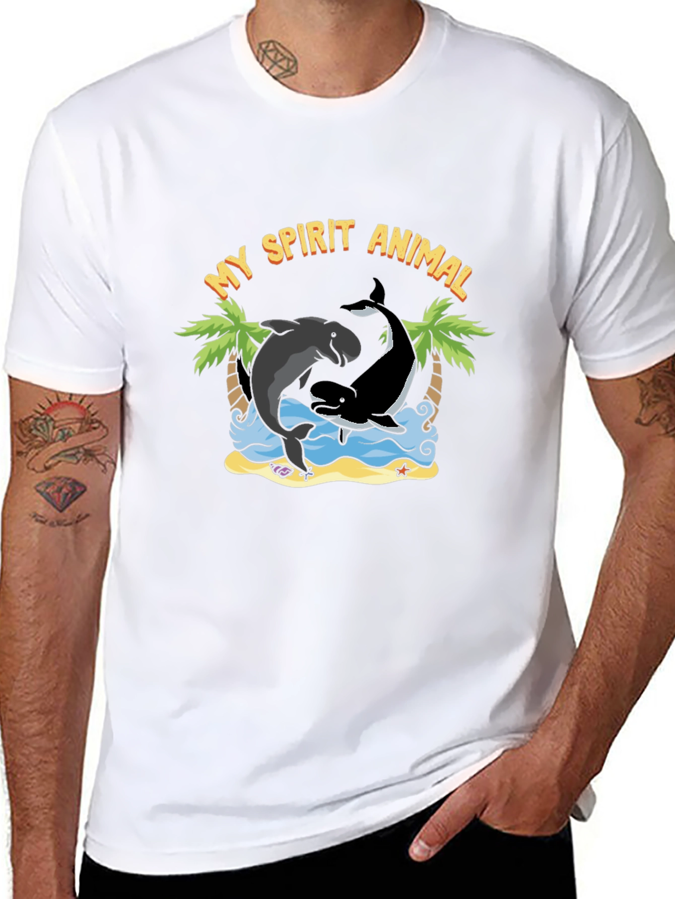 Black My Spirit Animal Dolphin Orca T-Shirt view 8