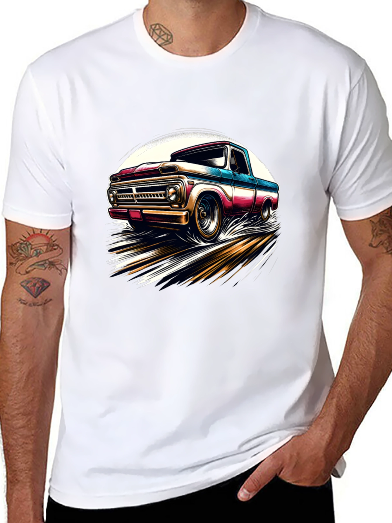 Black Vintage Truck Graphic Tee - Classic Cool Style view 8