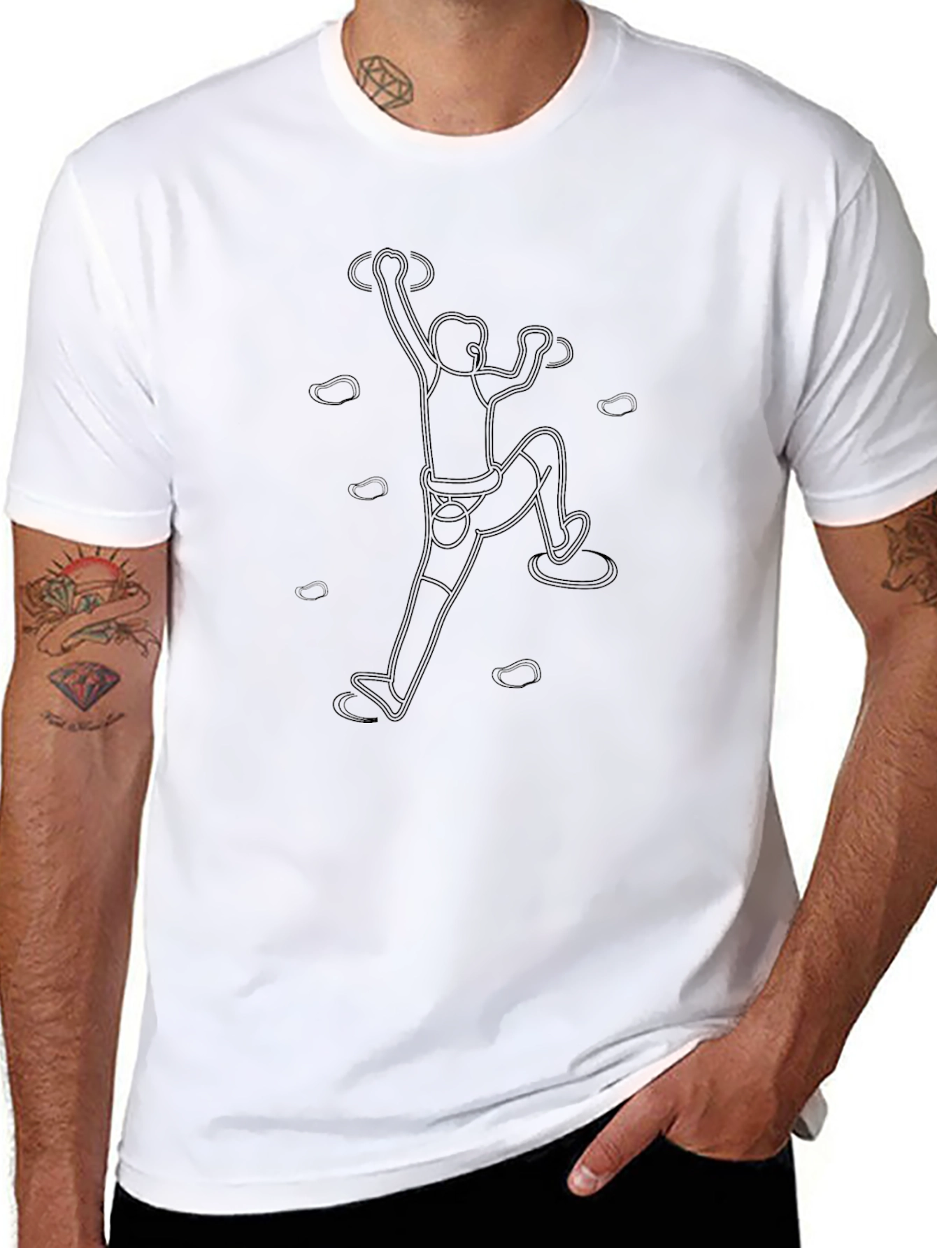 Black Climbing T-Shirt - Minimalist Rock Climber Design view 8
