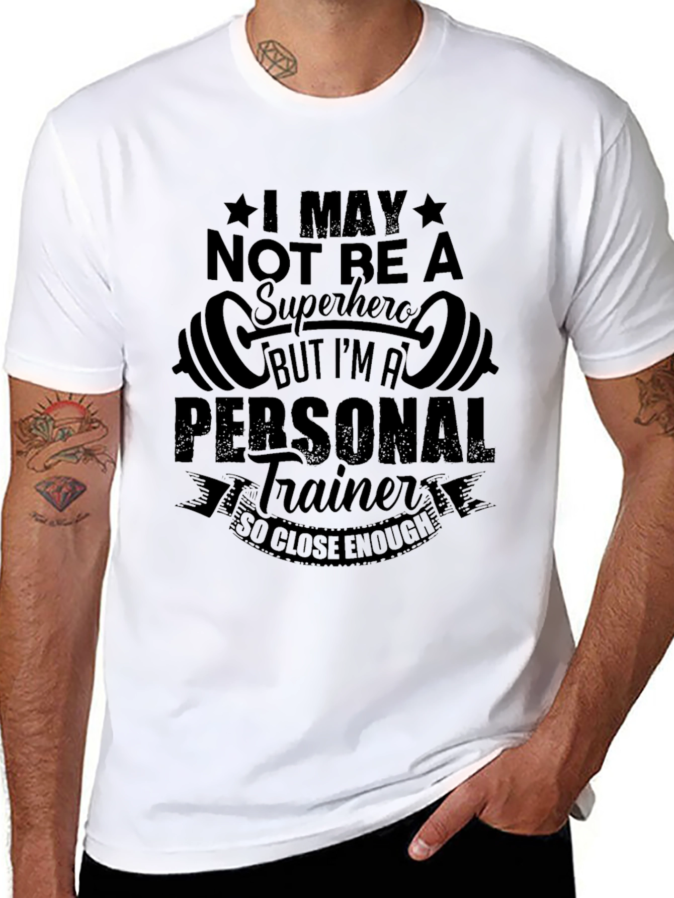 Black Personal Trainer Superhero T-Shirt view 8