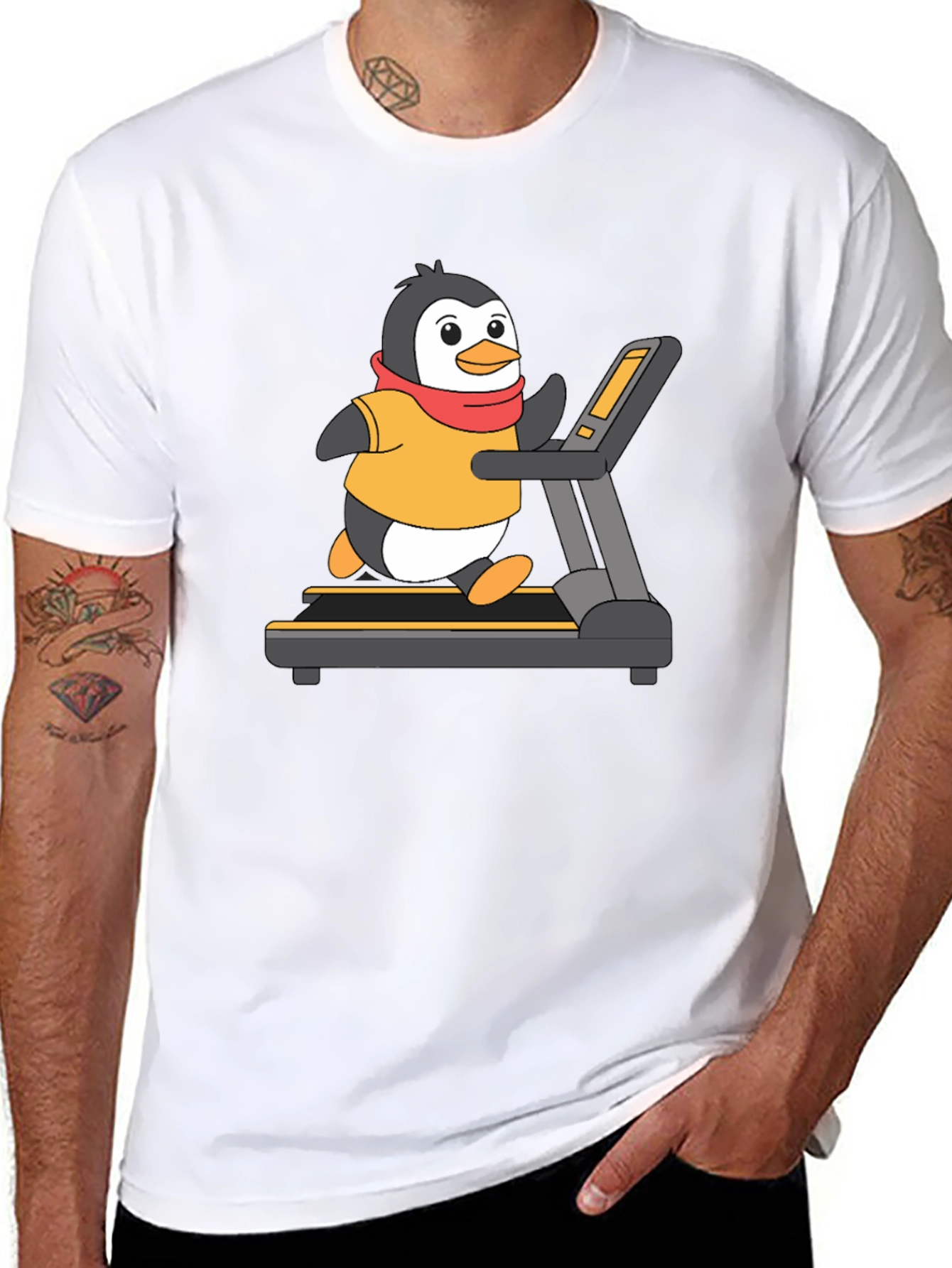 Black Penguin Treadmill Graphic Tee - Workout Humor view 8