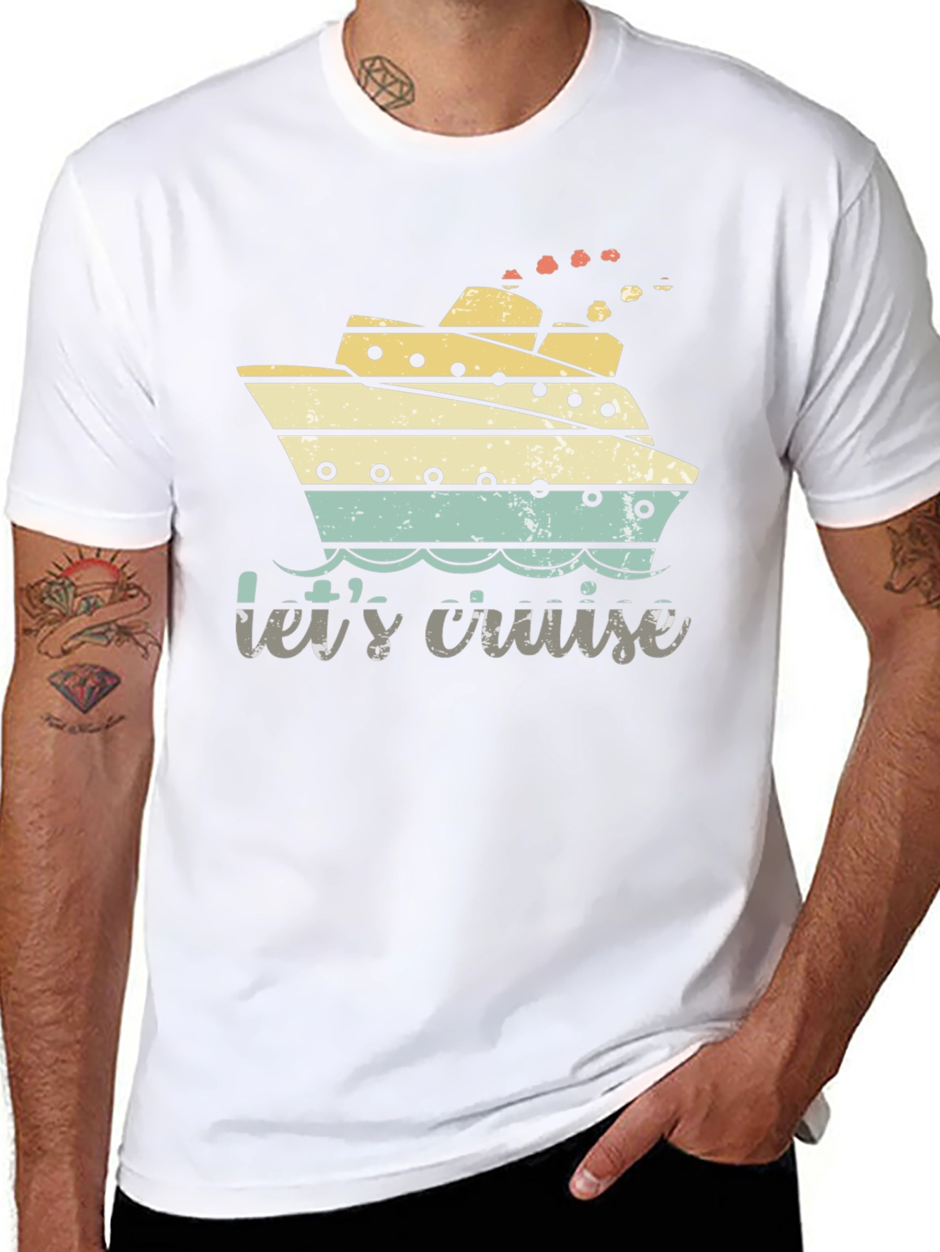 Black Let's Cruise Tee - Nautical Vacation Shirt view 8