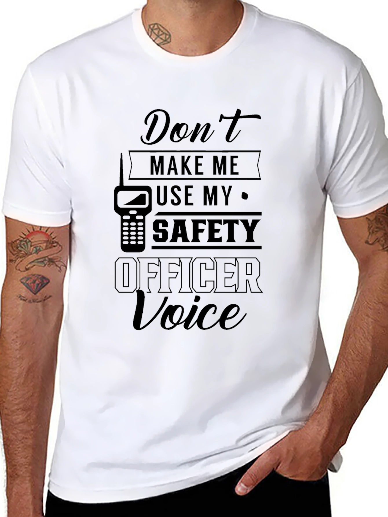 Black Safety Officer Voice T-Shirt - Black Novelty Tee view 8