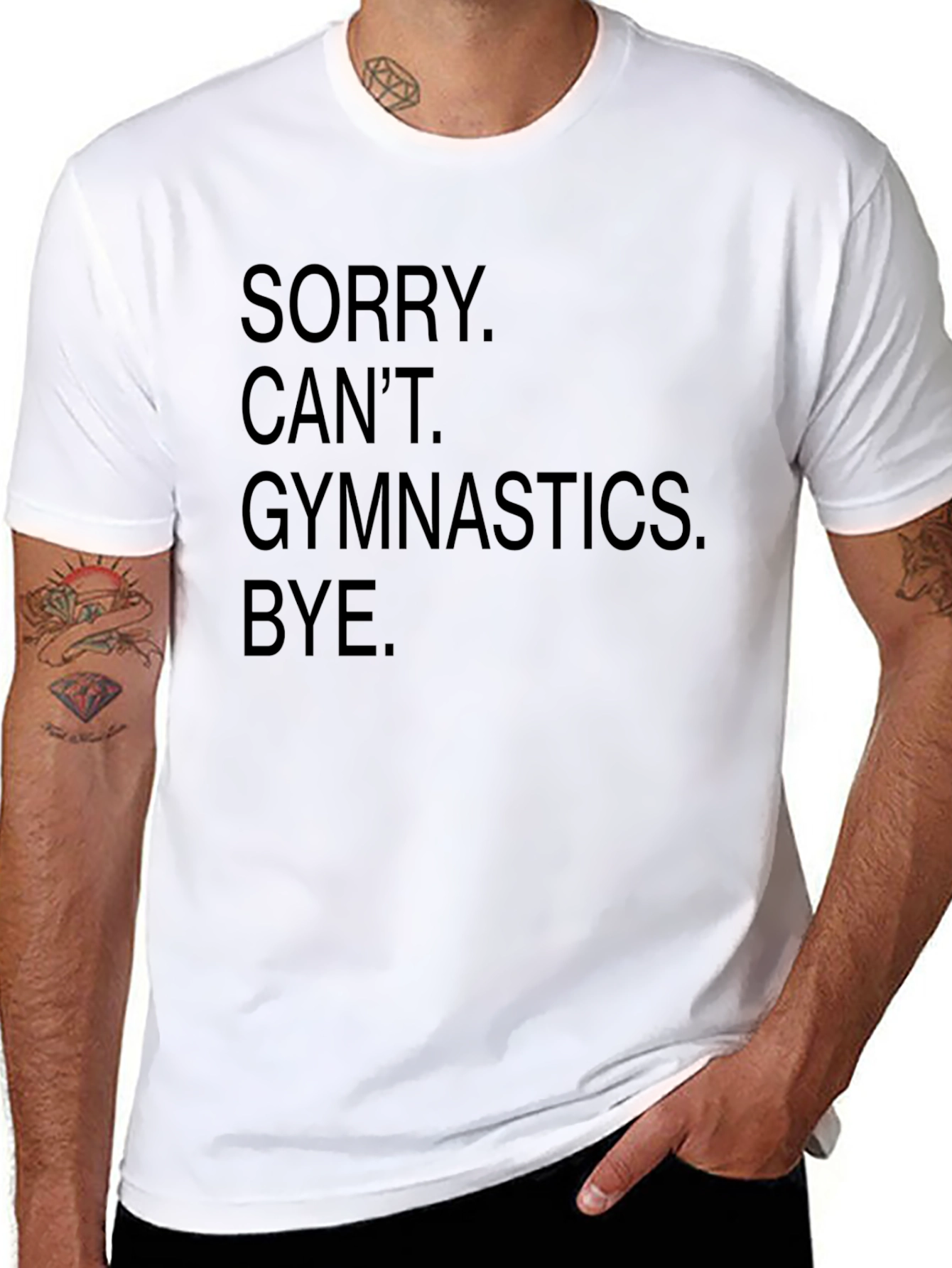 Black Sorry Can't Gymnastics Black Graphic Tee view 8