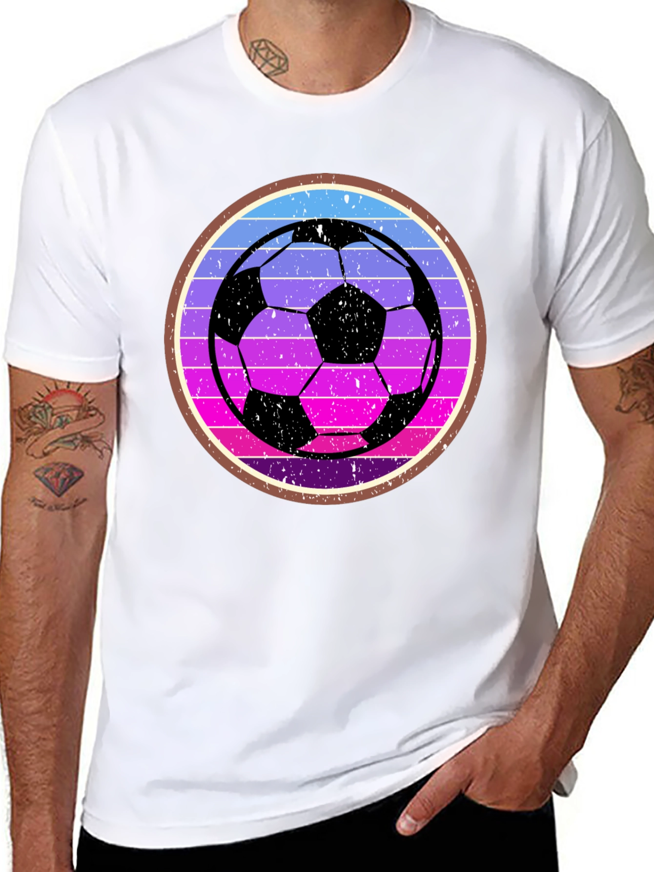 Black Retro Soccer Ball Graphic Tee view 8