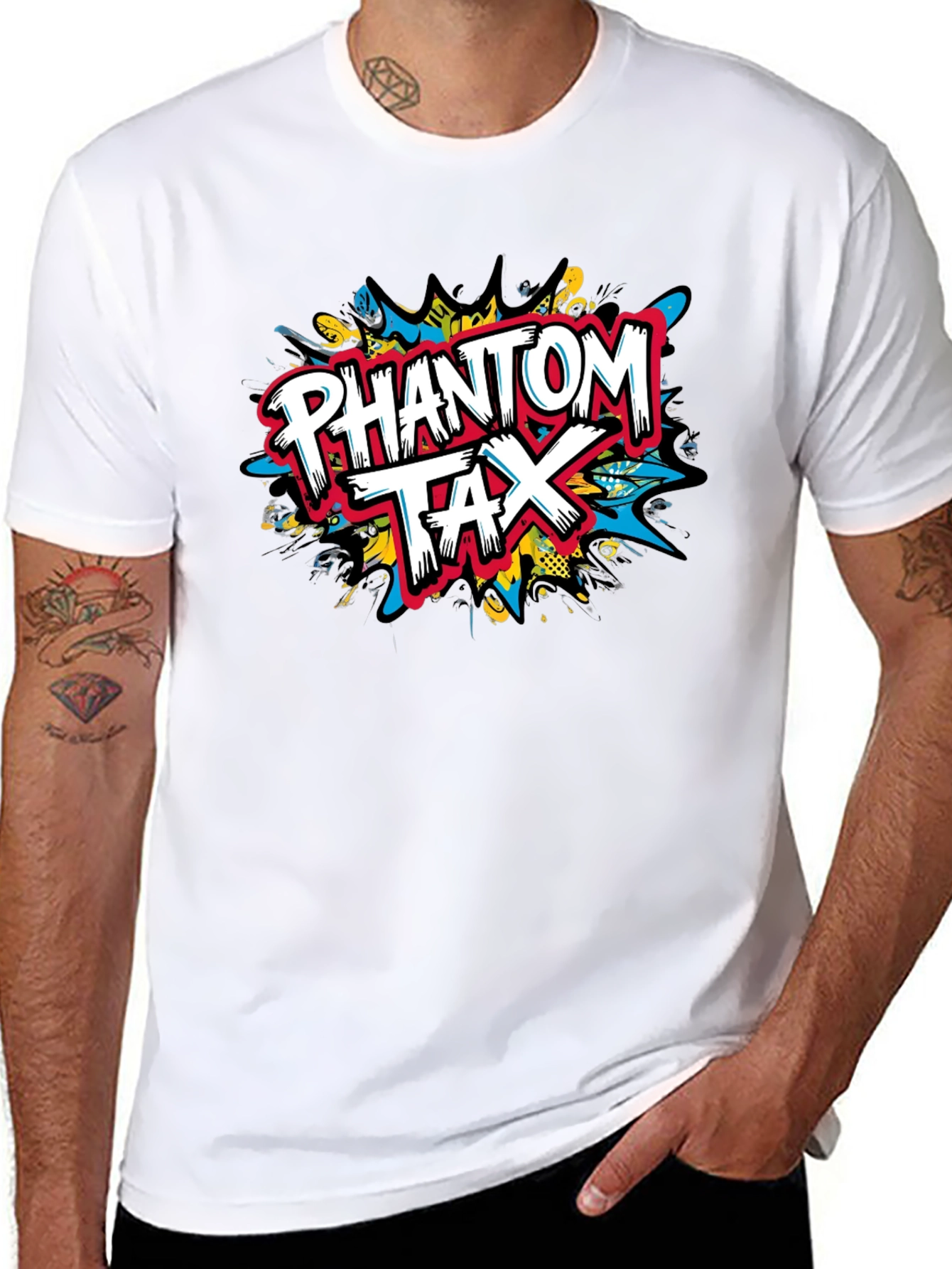Black Phantom Tax Graphic Tee - Bold Design, Black Cotton Comfort view 8