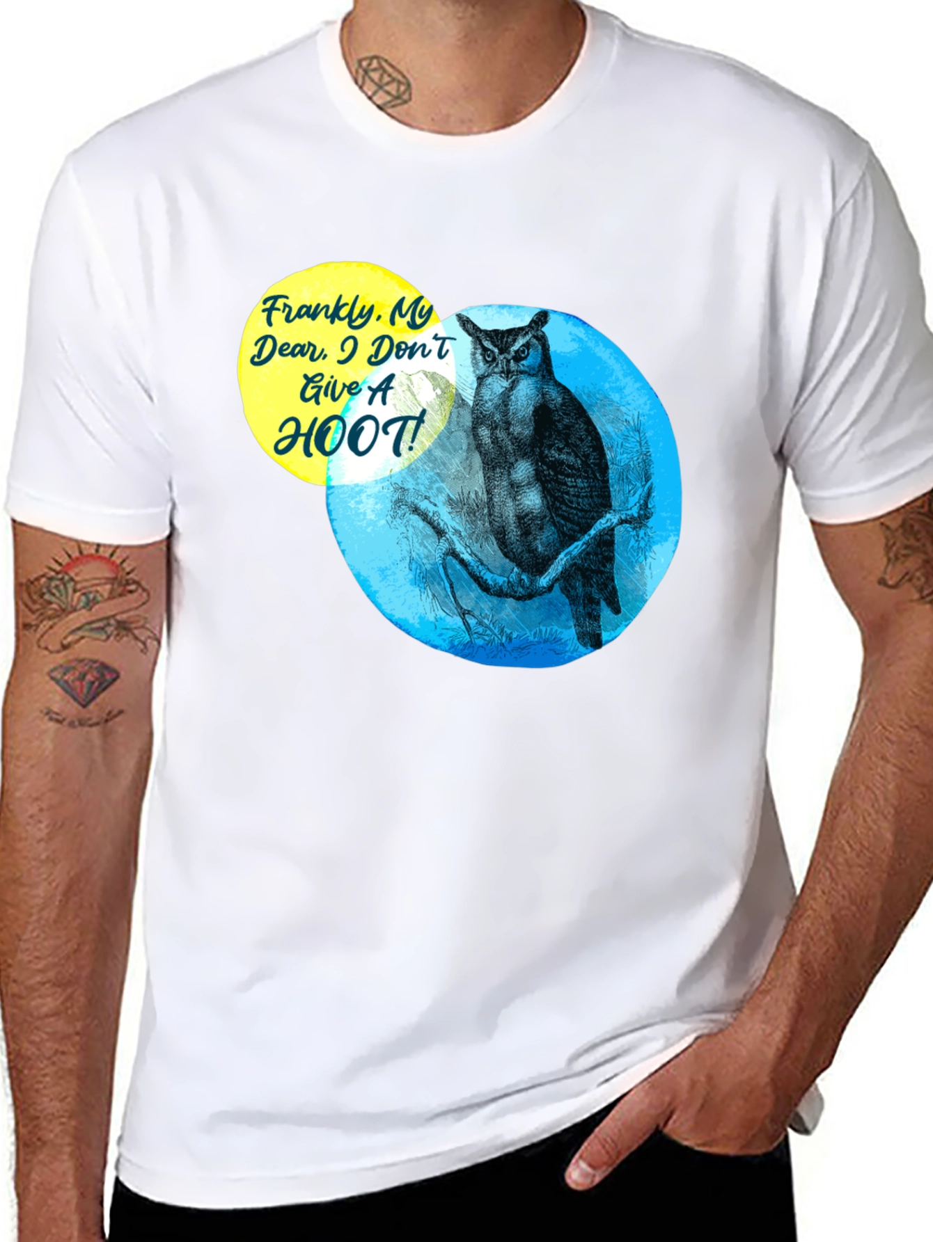 Black Funny Owl T-Shirt - Frankly, My Dear, I Don't Give a Hoot! view 8