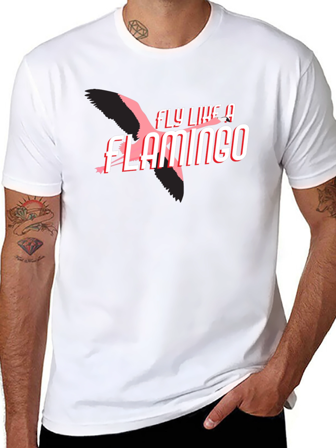 Black Fly Like a Flamingo Graphic Tee - Black view 8