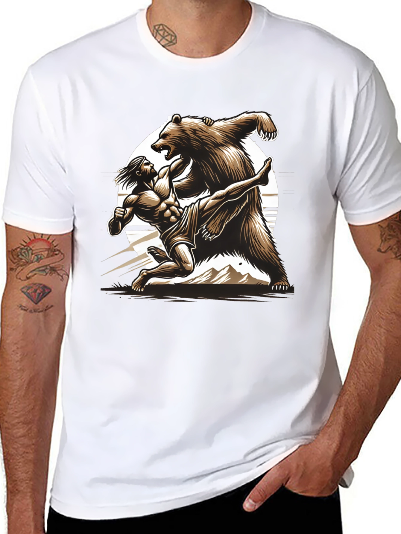 Black Man Vs Bear Graphic T-Shirt view 8