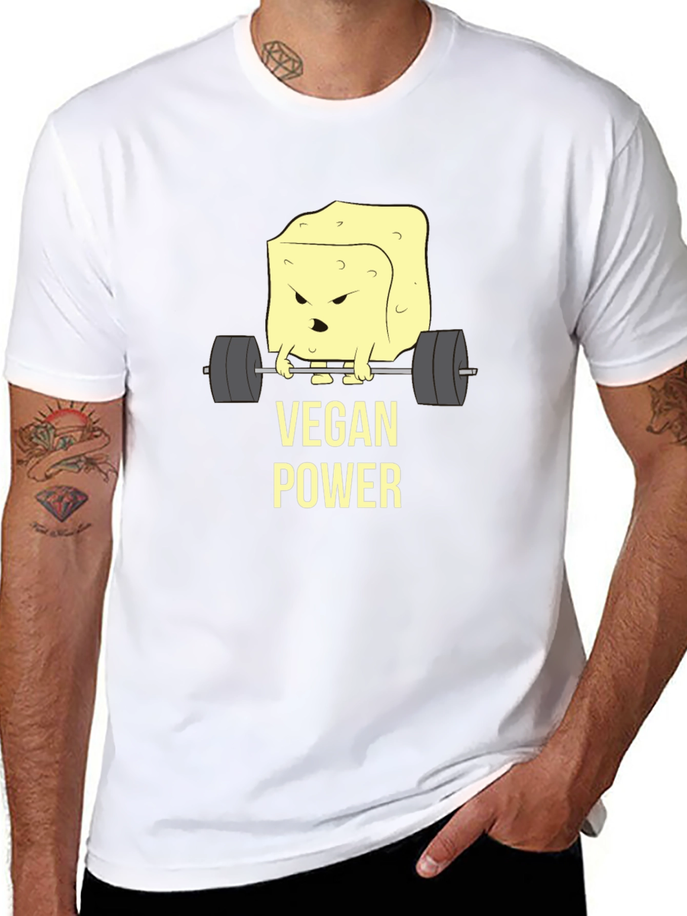 Vegan Power T-Shirt - Weightlifting Tofu Design - 8