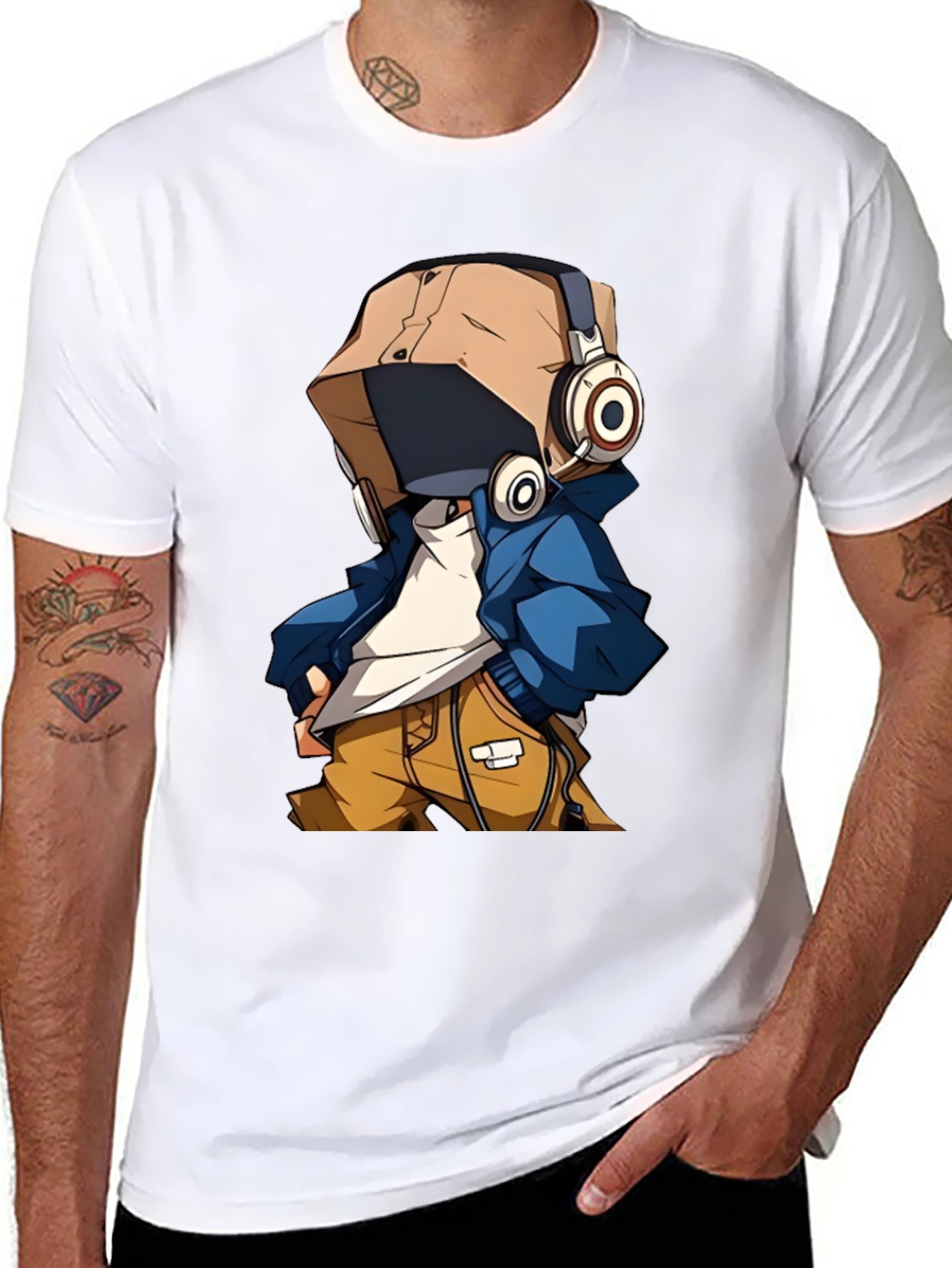 Black Cool Cartoon Character T-Shirt view 8