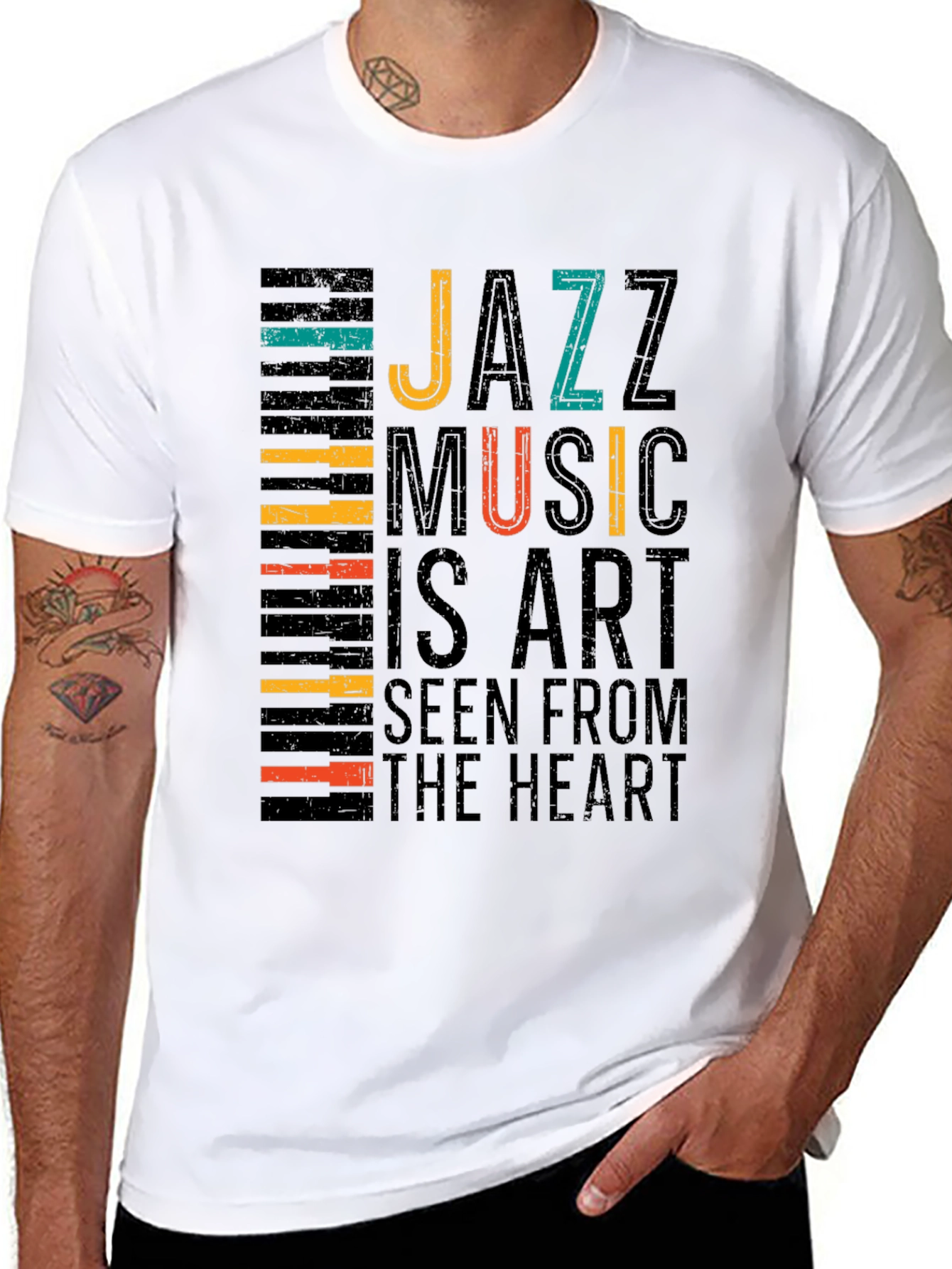Black Jazz Music Art T-Shirt - Seen From The Heart view 8