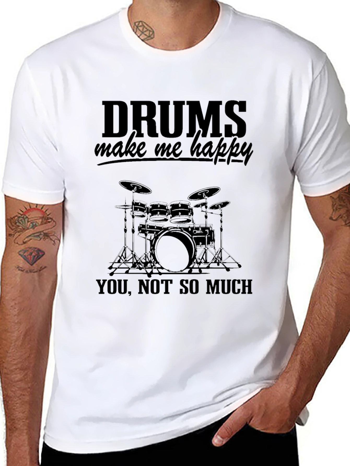 Black Drums Make Me Happy T-Shirt - Black view 8