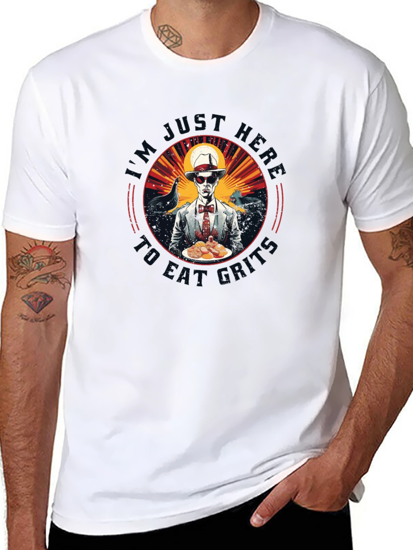 Black I'm Just Here To Eat Oysters T-Shirt view 8
