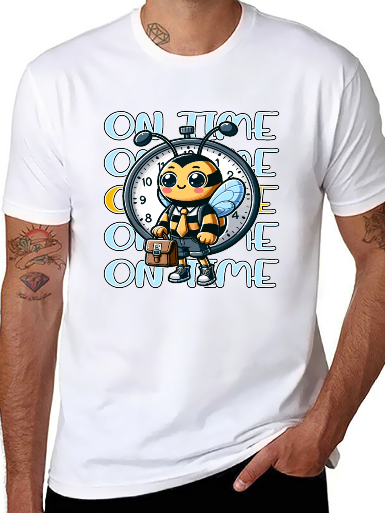 Black On Time Bee Graphic Tee view 8