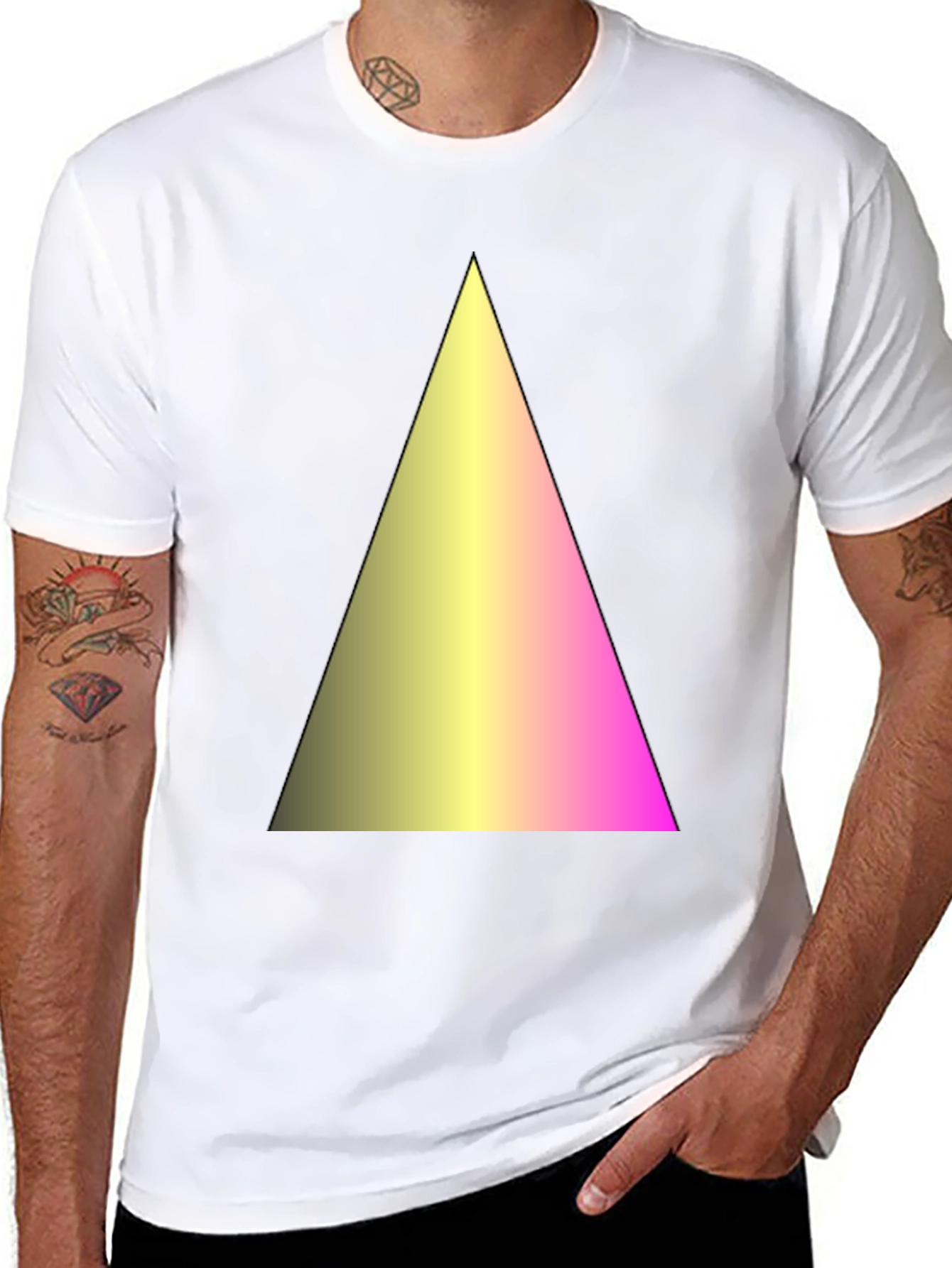 Black Gradient Triangle Graphic Black T-Shirt view 8
