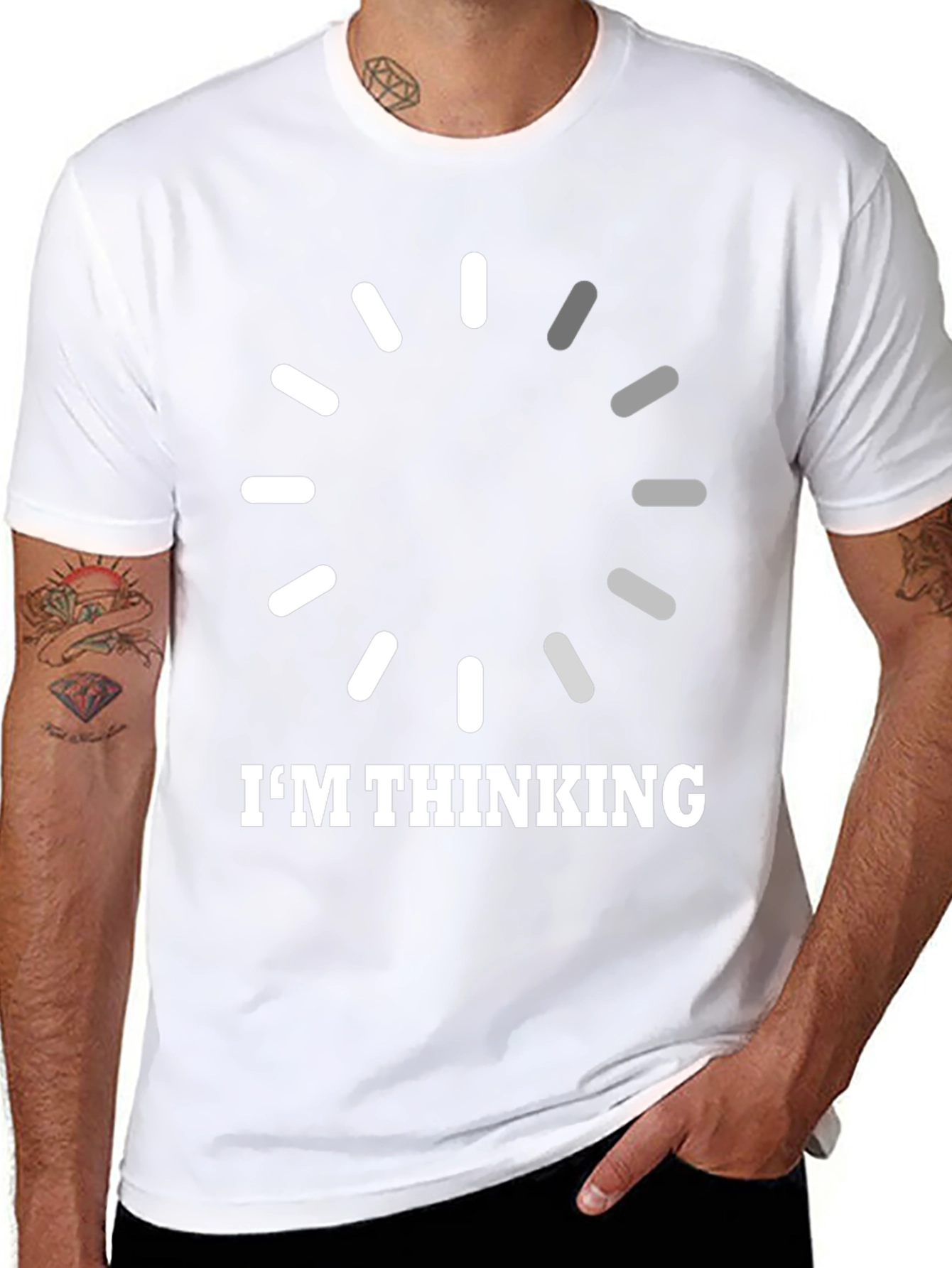Black I'm Thinking Loading Circle Graphic T-Shirt view 8