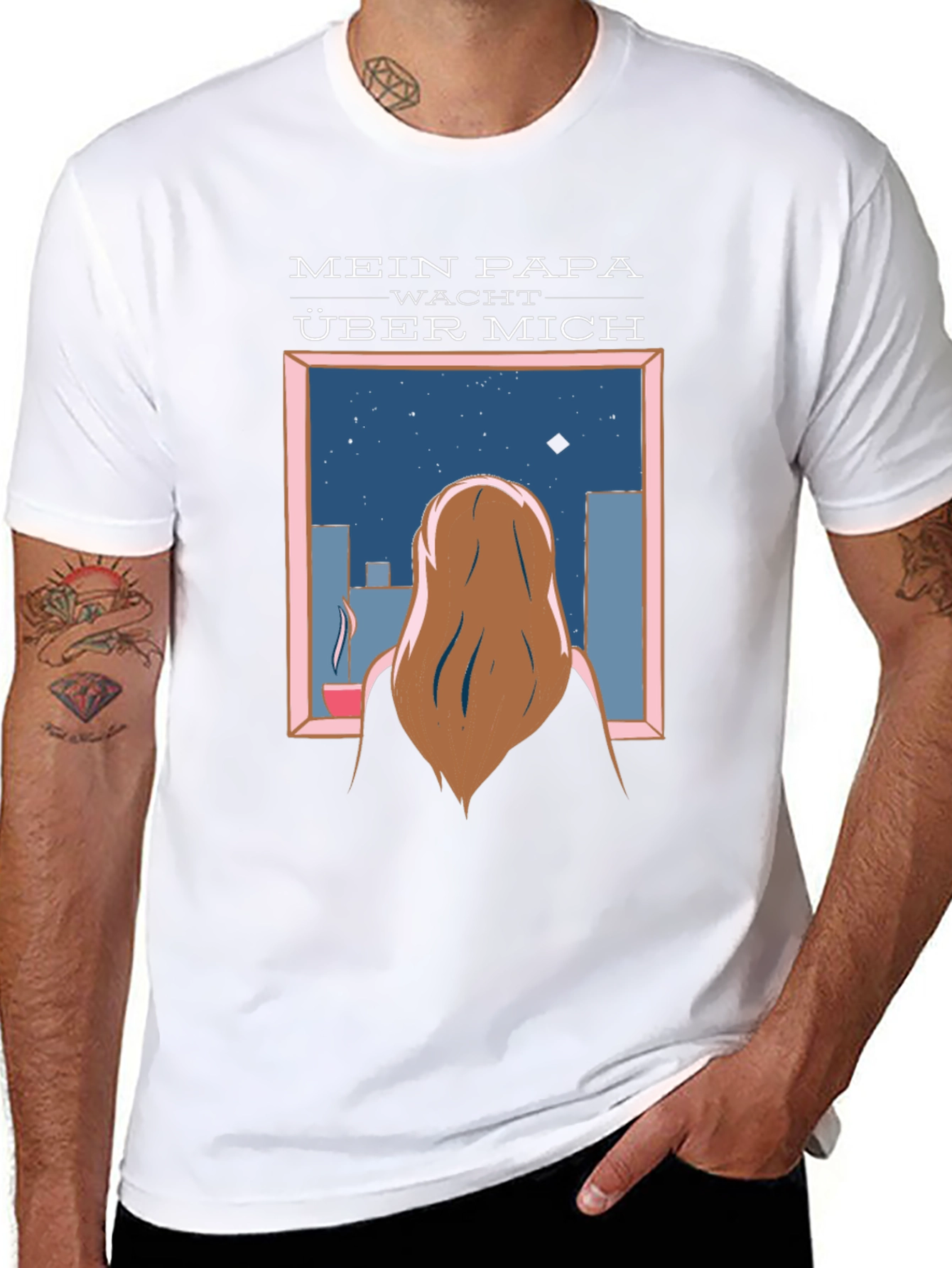 Black Mein Papa Wacht Über Mich T-Shirt view 8