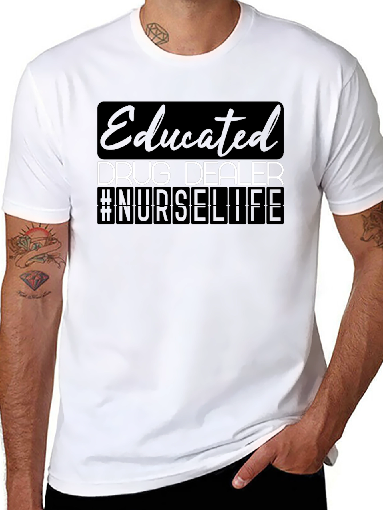 Black Educated Drug Dealer Nurse Life Graphic Tee view 8
