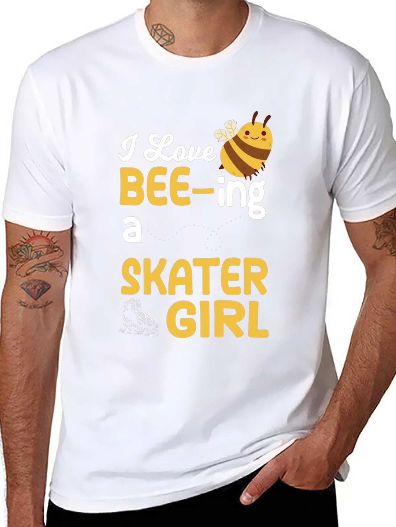 Black I Love BEE-ing a Skater Girl T-Shirt view 8