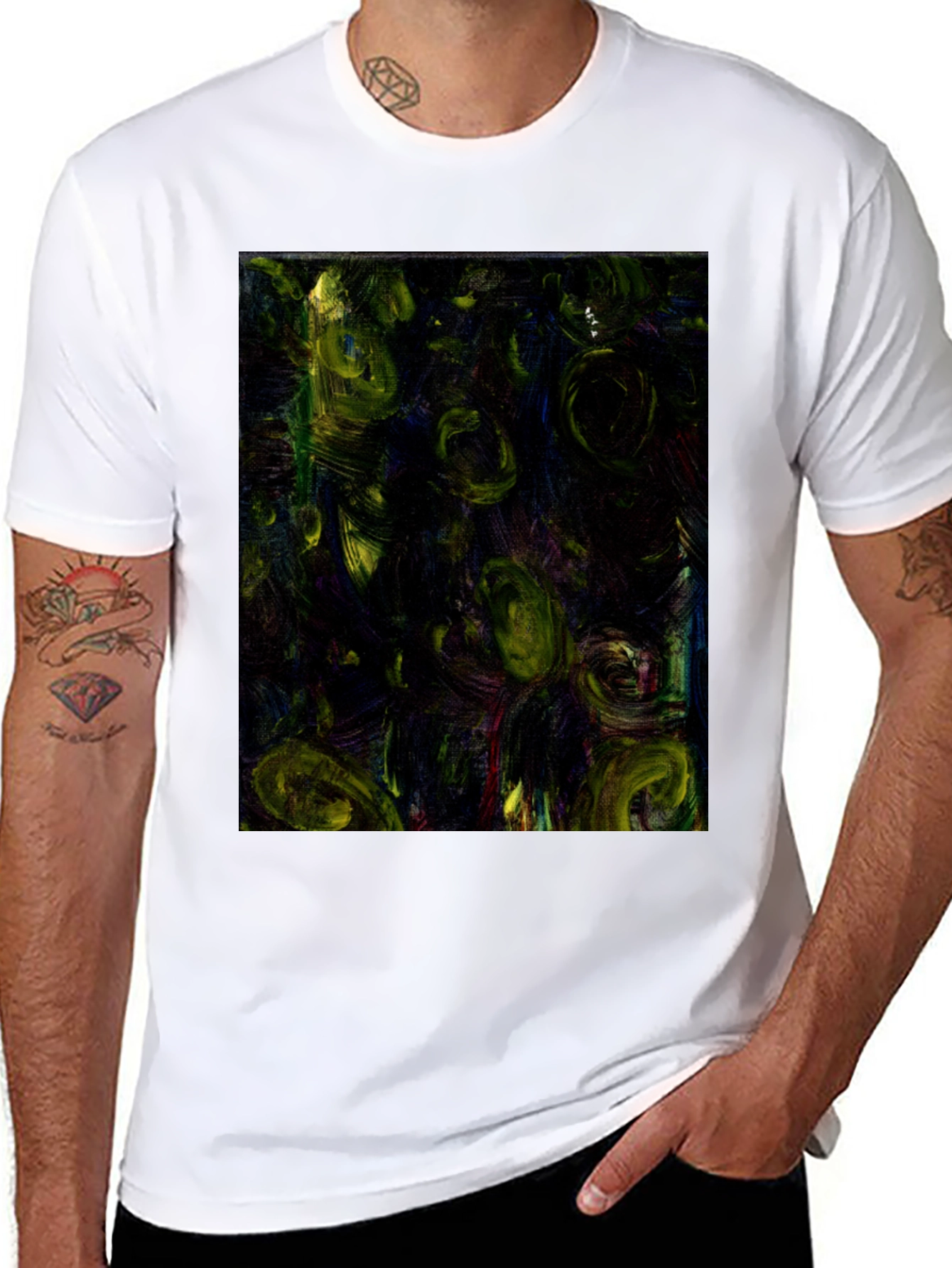 Black Abstract Art Print Black T-Shirt view 8