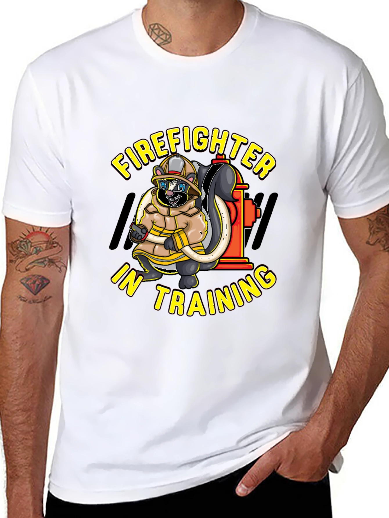 Black Firefighter Skunk in Training T-Shirt view 8