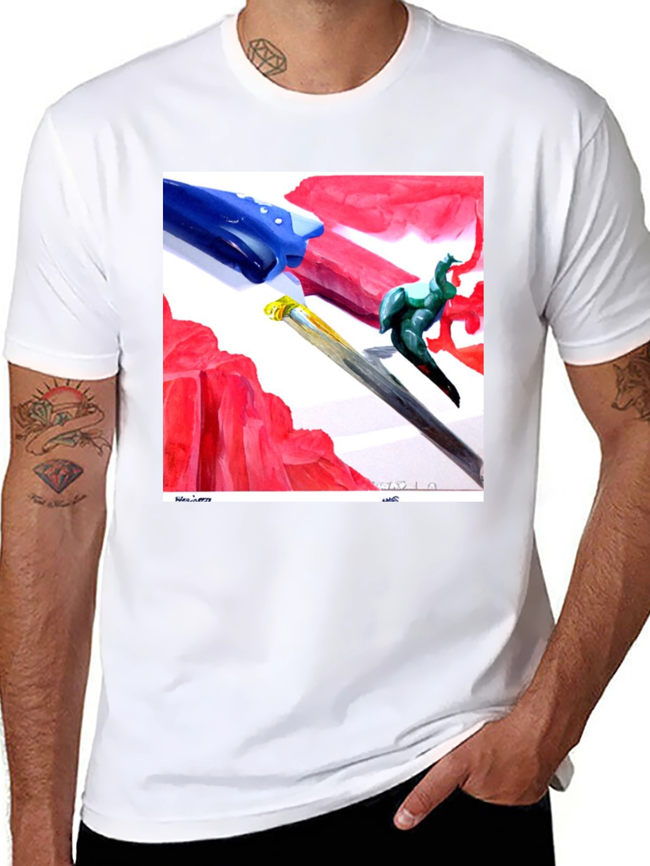 Black Abstract Art T-Shirt - Modern Artistic Tee view 8