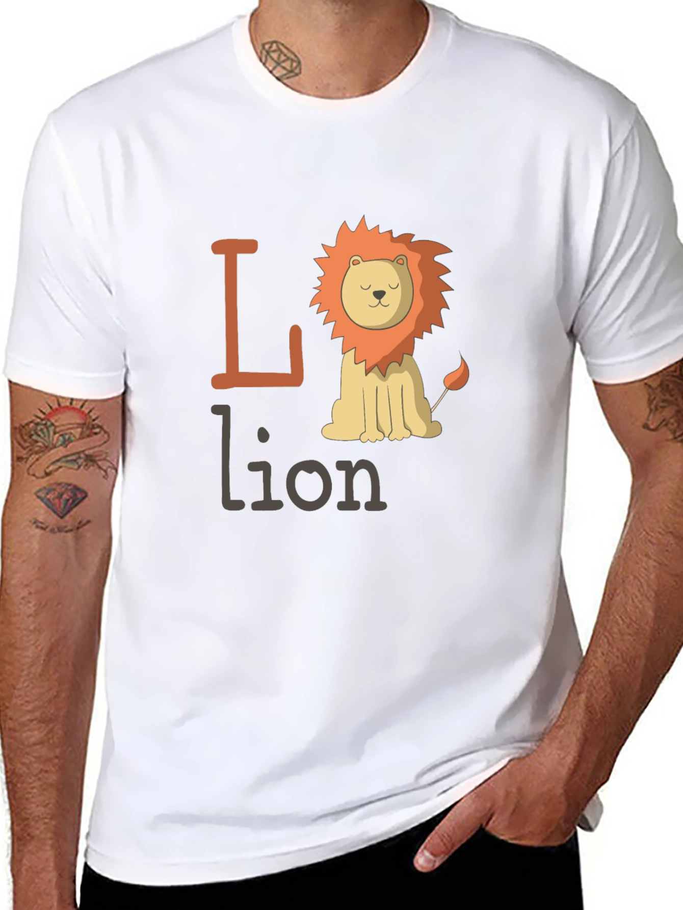 Black Cute Lion Graphic Tee - Animal Lover T-Shirt view 8