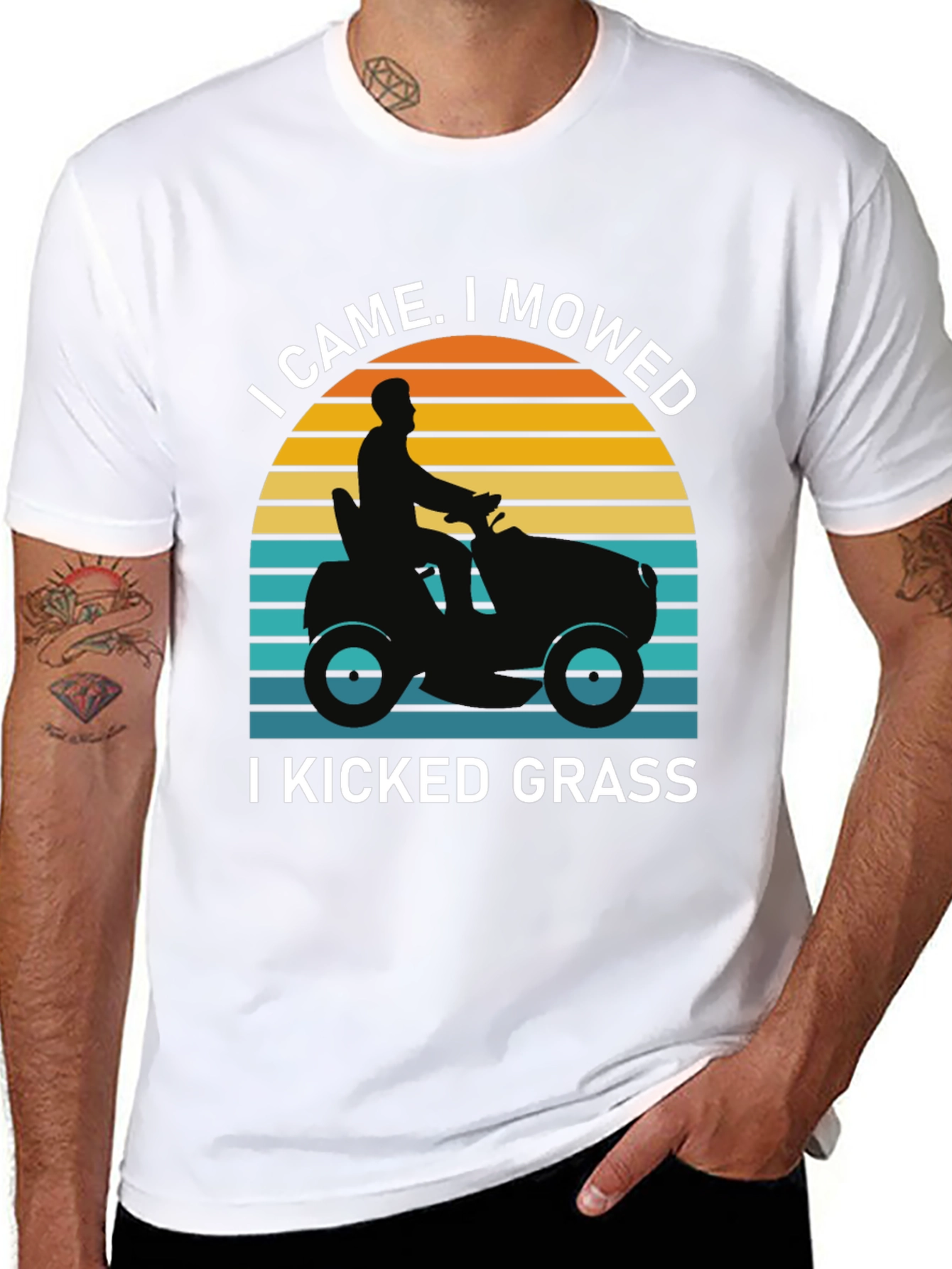 Black I Came I Mowed I Kicked Grass Black T-Shirt view 8